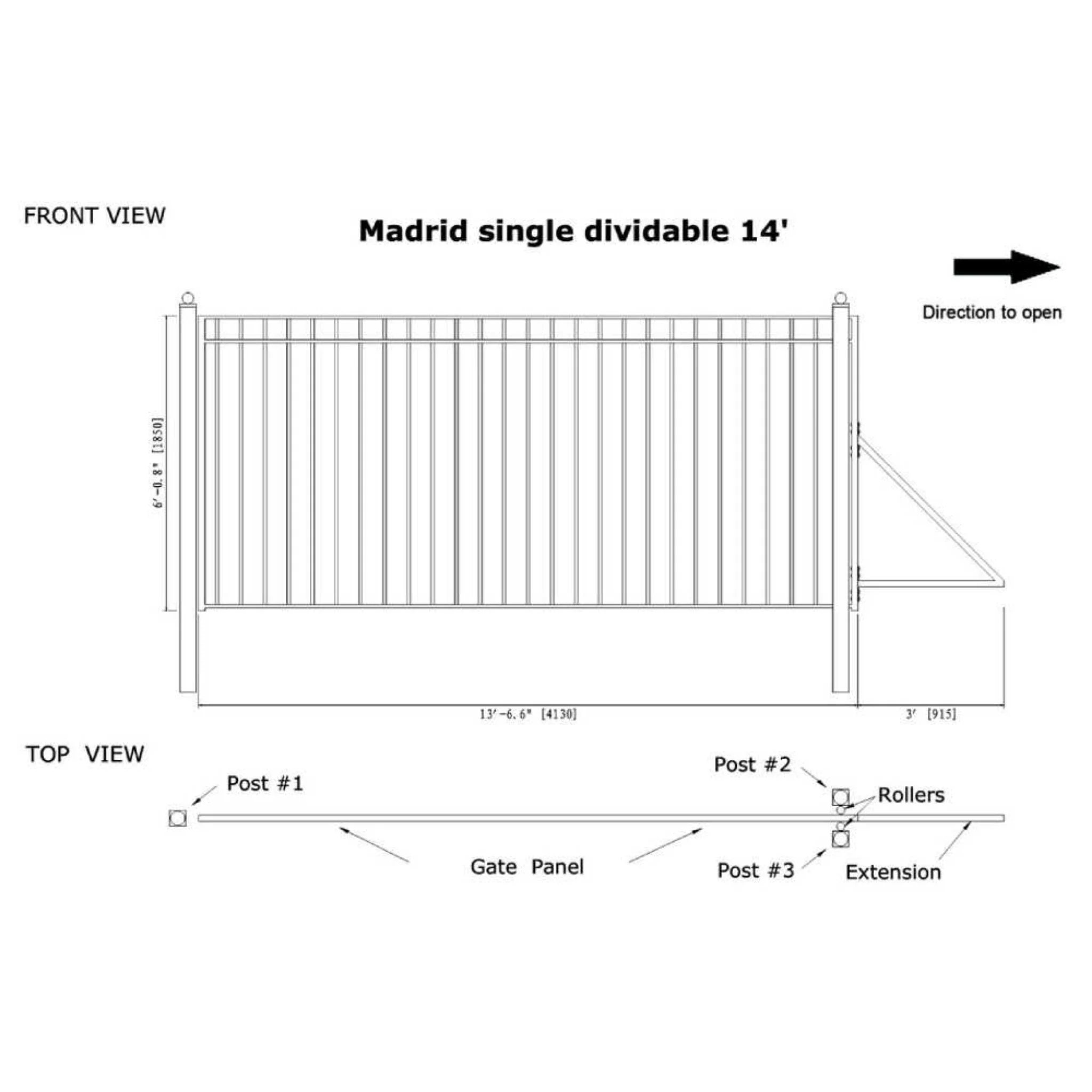 [12-30FT] Heavy-Duty Madrid-Style Premium Steel Sliding Driveway Gate (SAK23857) - Image 12