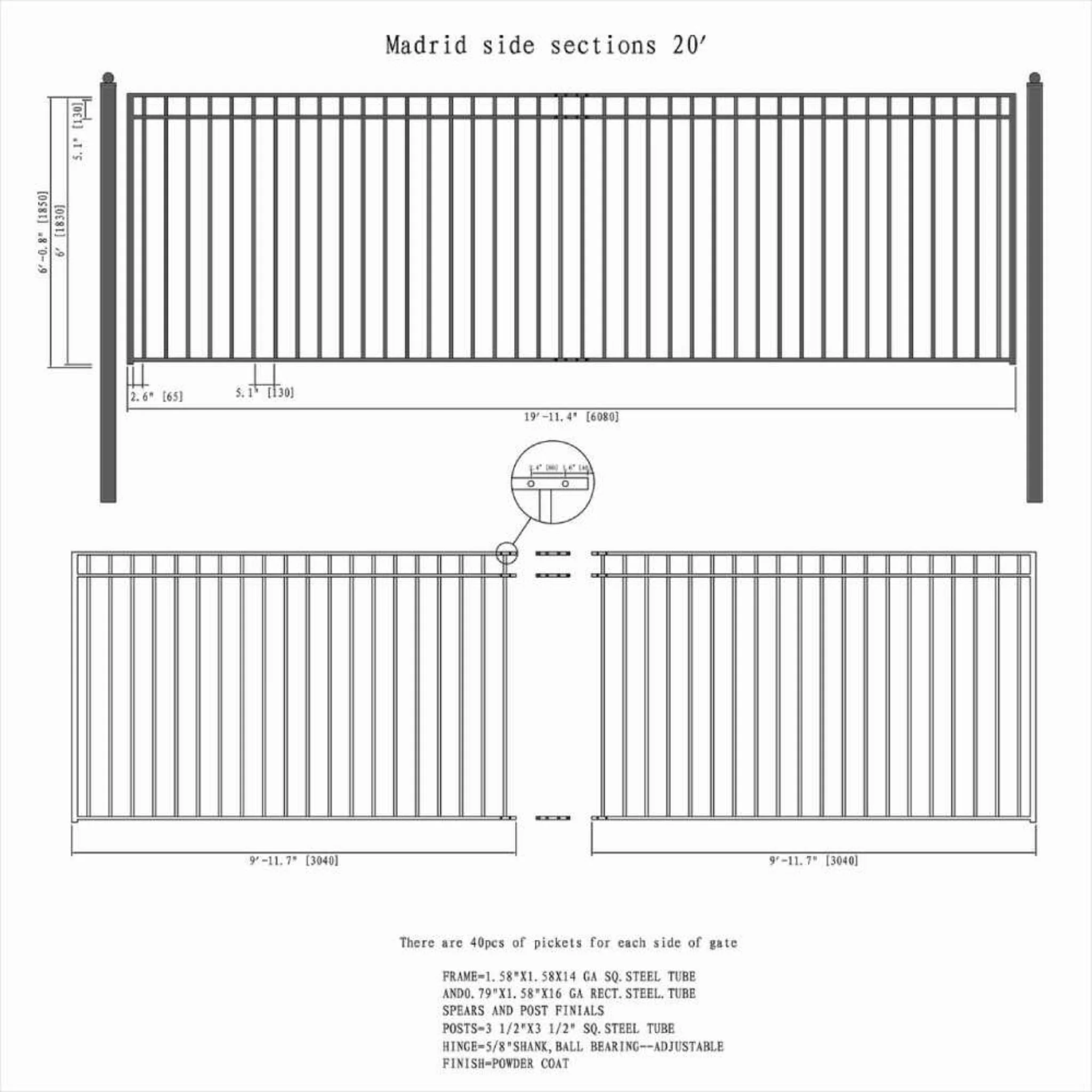 [12-30FT] Heavy-Duty Madrid-Style Premium Steel Sliding Driveway Gate (SAK23857) - Image 15