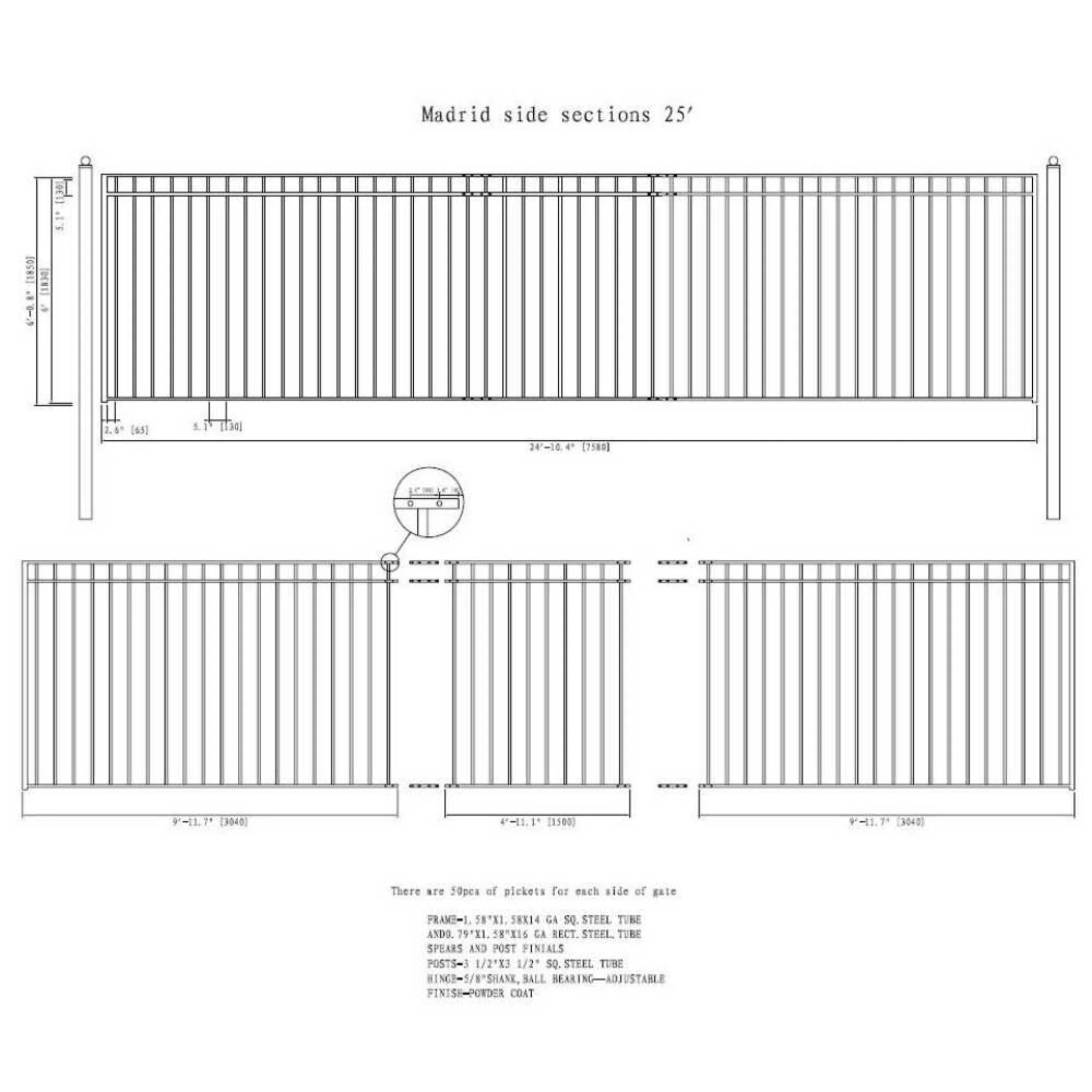 [12-30FT] Heavy-Duty Madrid-Style Premium Steel Sliding Driveway Gate (SAK23857) - Image 16