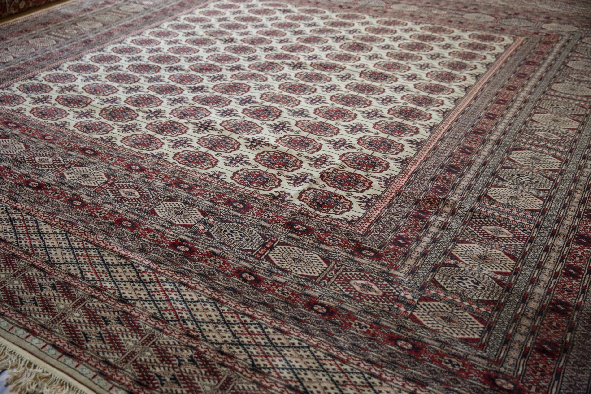 12.5x12.5 Vintage Fine Pakistani Bokhara Design Square Carpet - Image 10