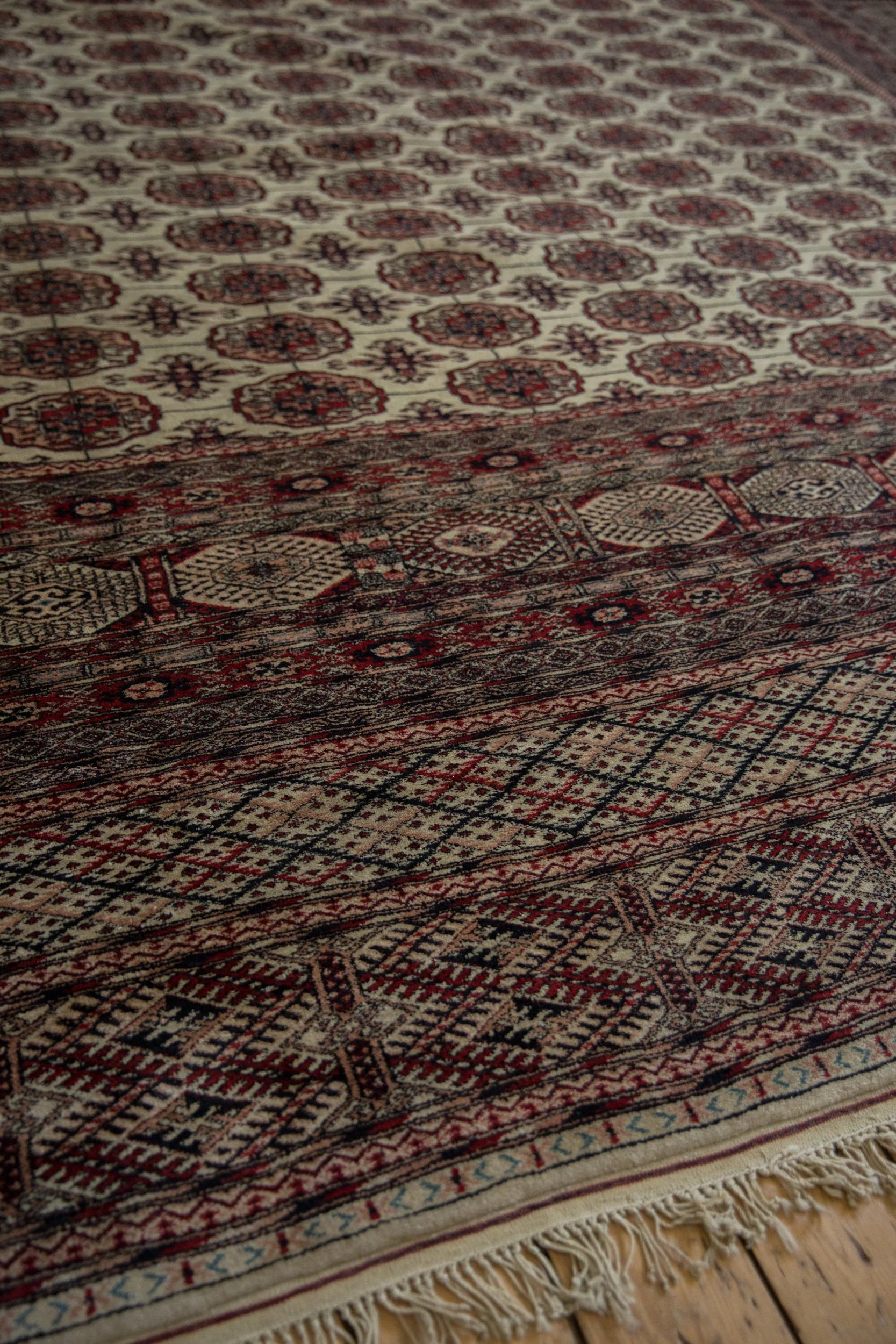 12.5x12.5 Vintage Fine Pakistani Bokhara Design Square Carpet - Image 7
