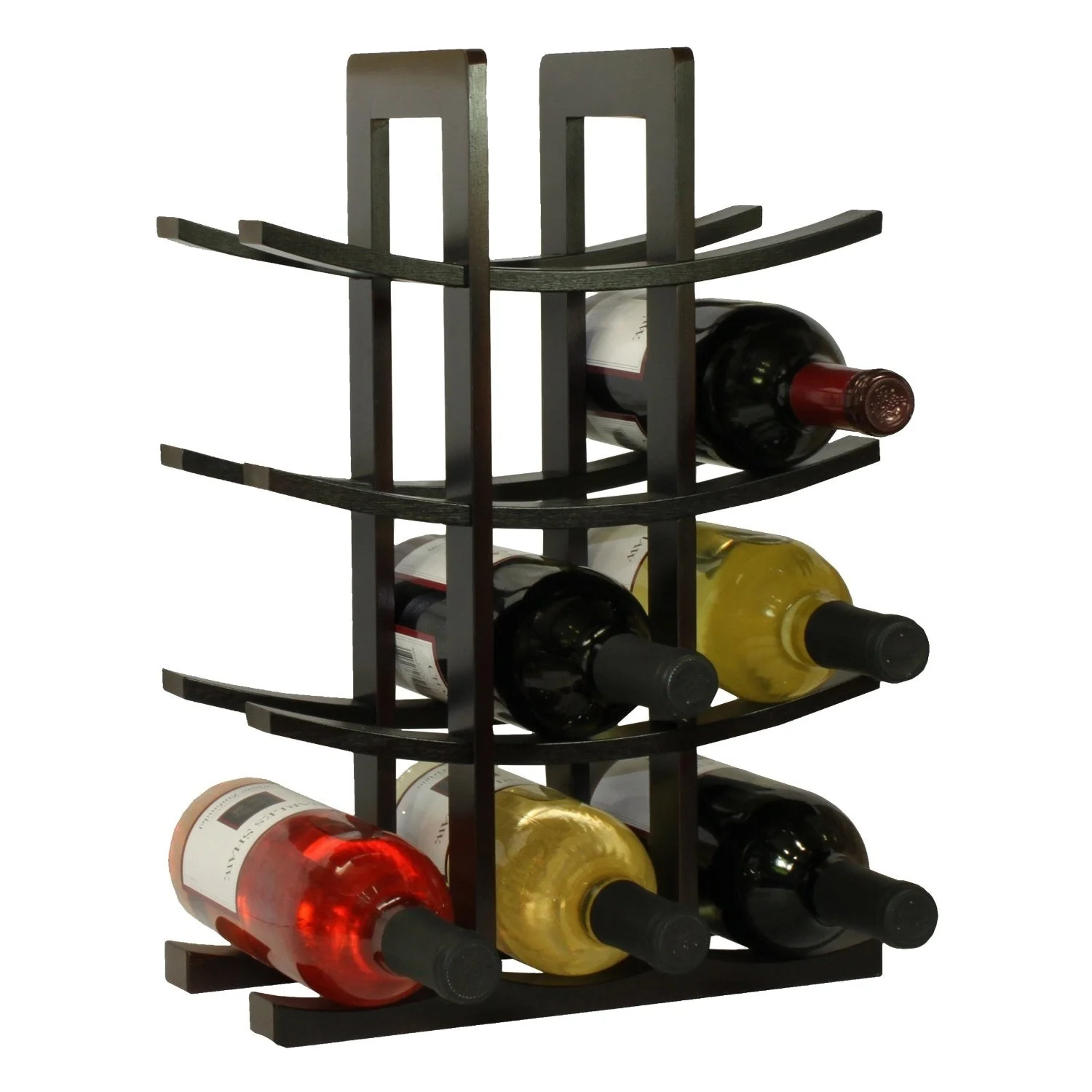 12-Bottle Wine Rack in Dark Espresso Finish Bamboo - Image 2