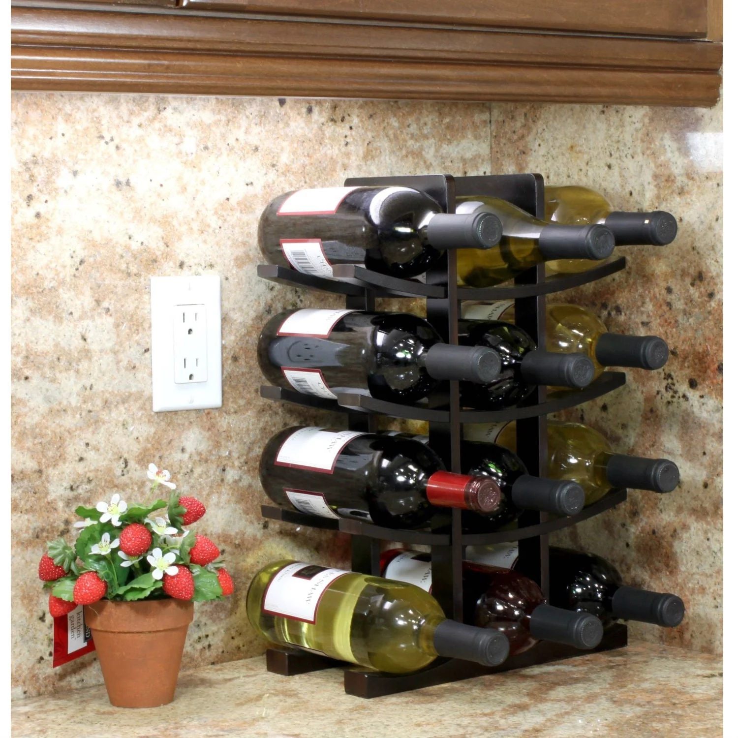 12-Bottle Wine Rack in Dark Espresso Finish Bamboo - Image 3