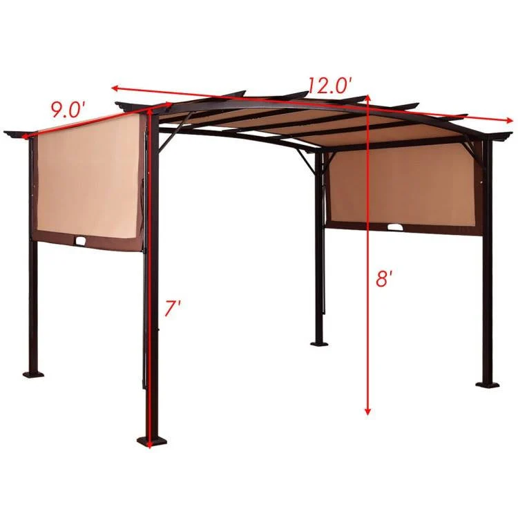 12 ft x 9 ft Steel Outdoor Pergola Gazebo Canopy Sun Shelter - Image 5