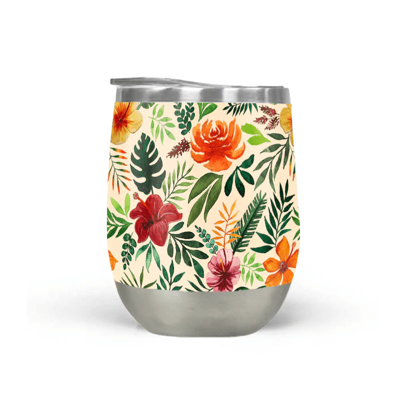 12 oz Floral Stainless Steel Wine Tumbler – Double-Wall Vacuum Insulated - Image 2