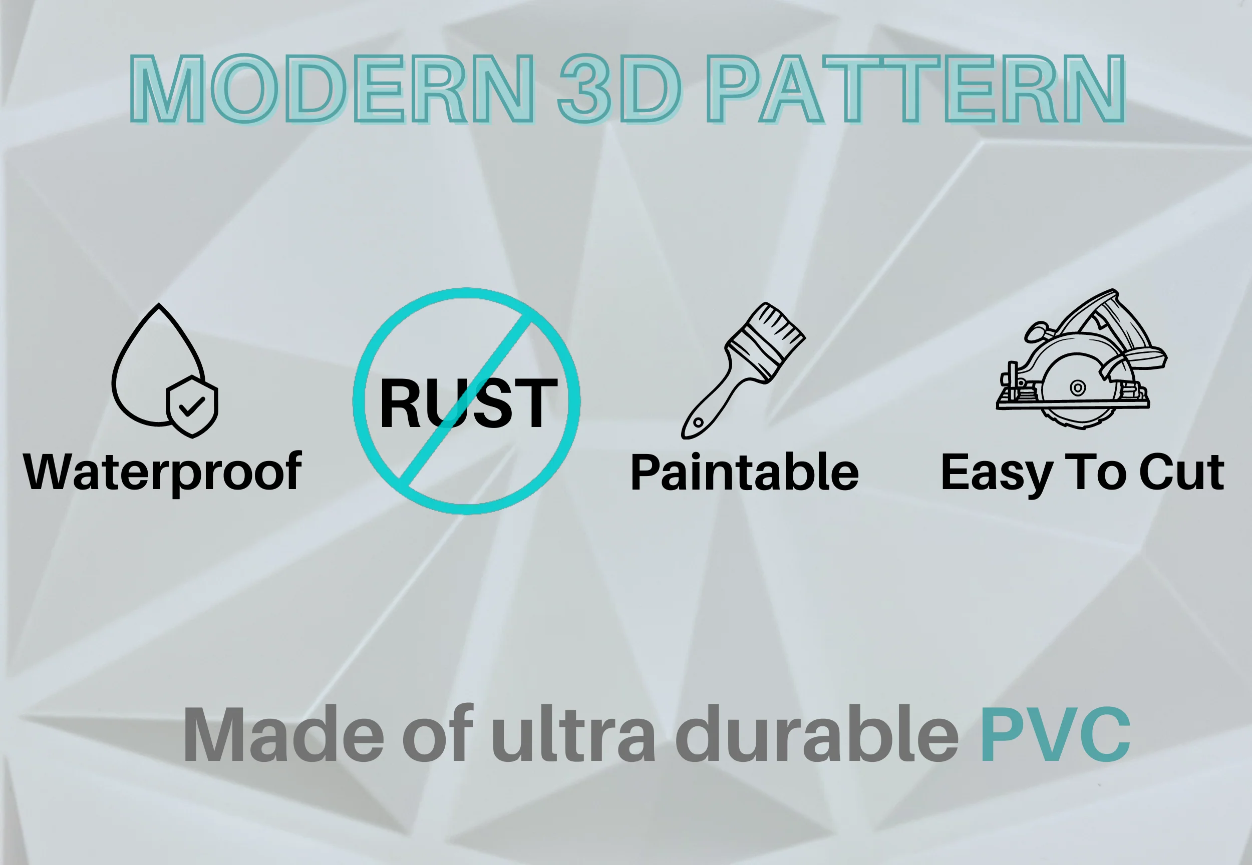 12 Pack - PVC Geometric 3D Wall Panel For Sound Diffusion - Modern 3D Design For Walls And Ceilings - Image 4