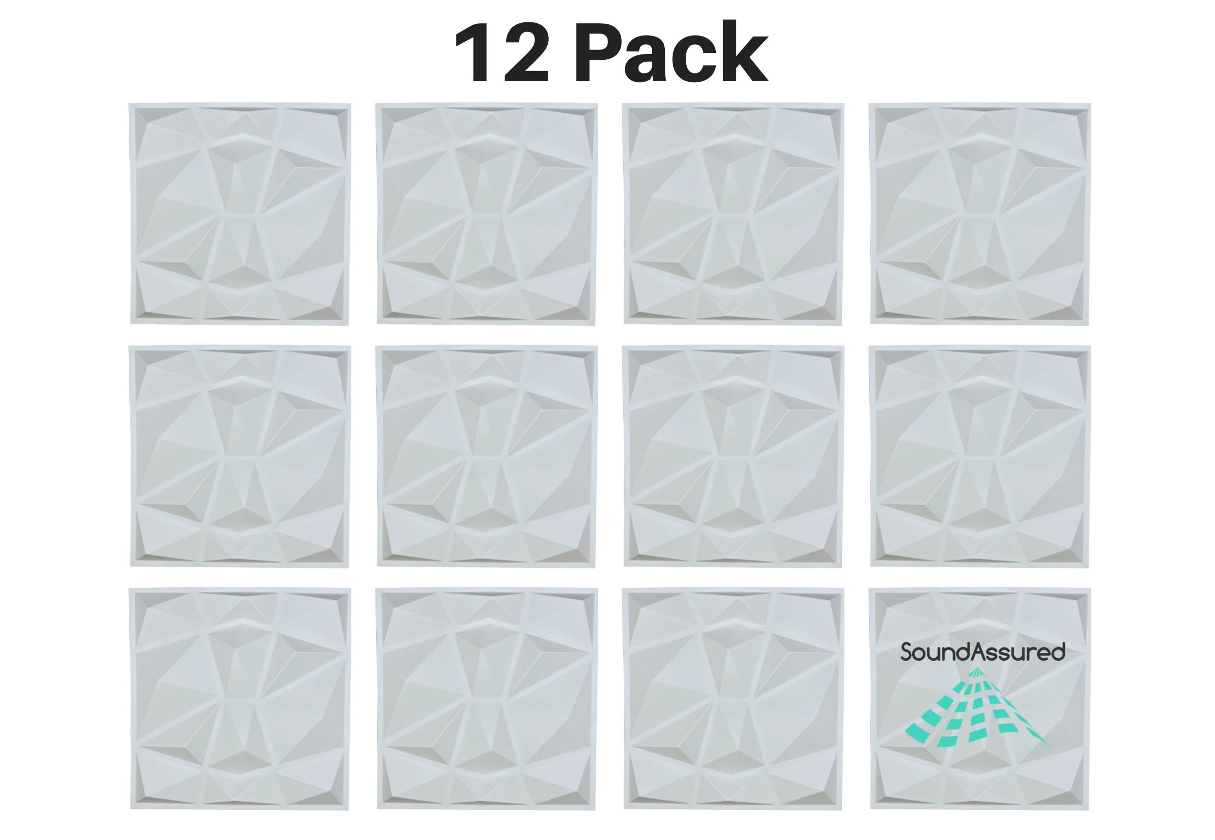 12 Pack - PVC Geometric 3D Wall Panel For Sound Diffusion - Modern 3D Design For Walls And Ceilings - Image 9
