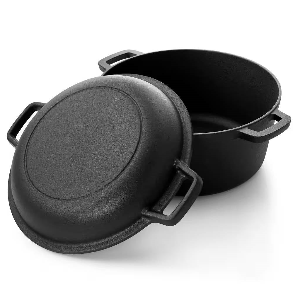 12-Piece Cast Iron Cookware set with Dutch Oven Frying Pan Skillet and Pizza Pan - Image 2