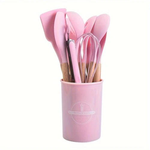 12-Piece Grey Silicone Kitchen Utensil Set with Holder – Heat Resistant - Image 12