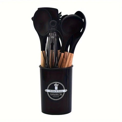 12-Piece Grey Silicone Kitchen Utensil Set with Holder – Heat Resistant - Image 5