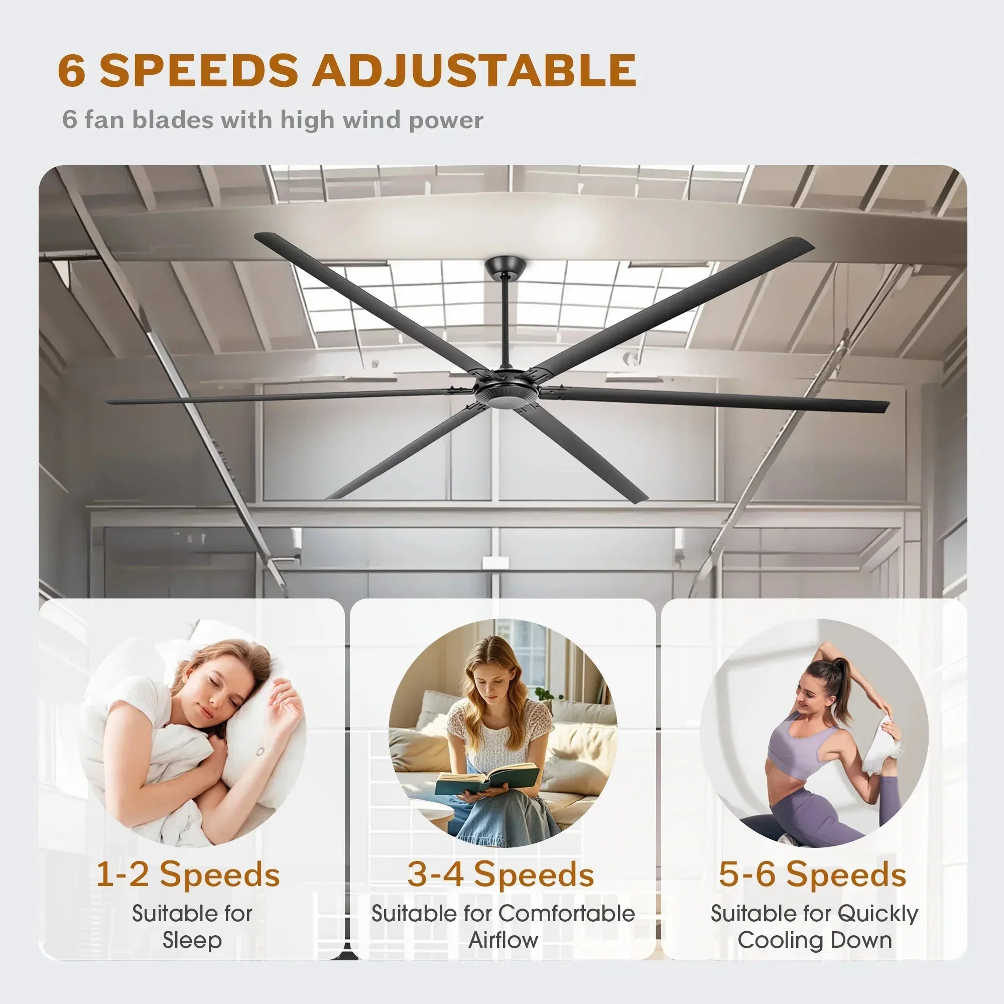 120 Inch HVLS Fan Jupiter Industrial Aluminum Extra Large Ceiling Fan with Remote Control - Image 6