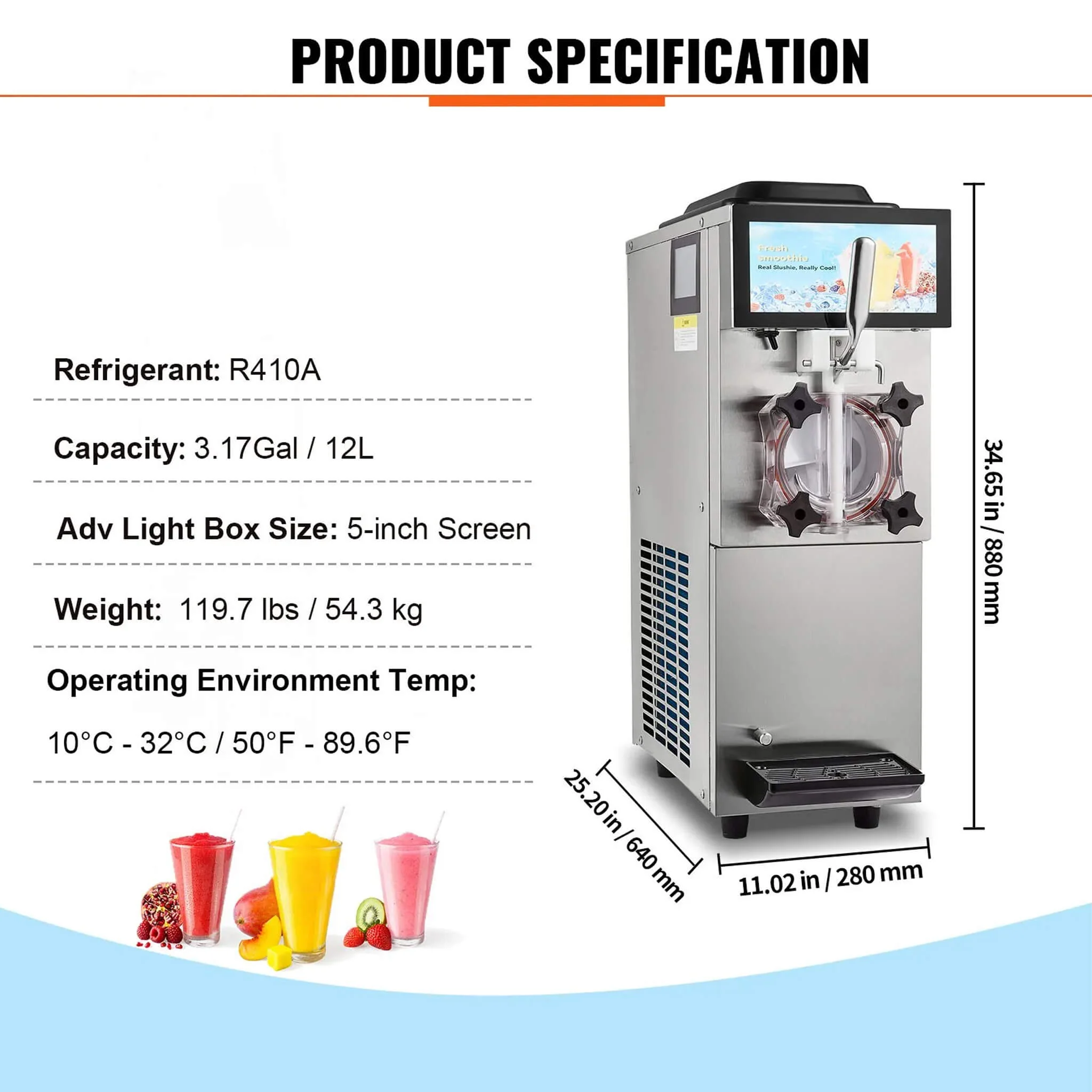 12L Commercial Single Tank Stainless Steel Slushy Machine With Touchscreen (SAK35871) - Image 8