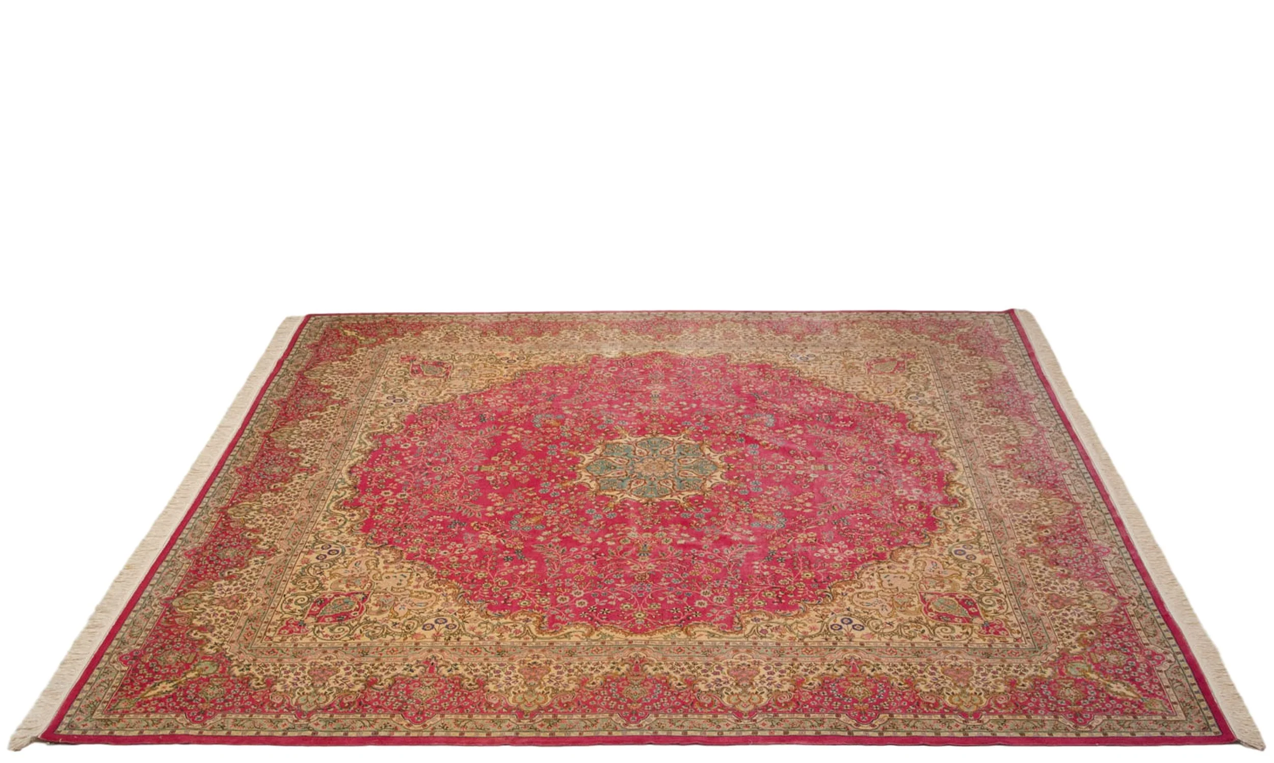 12x12.5 Vintage Bulgarian Kerman Design Square Carpet - Image 10