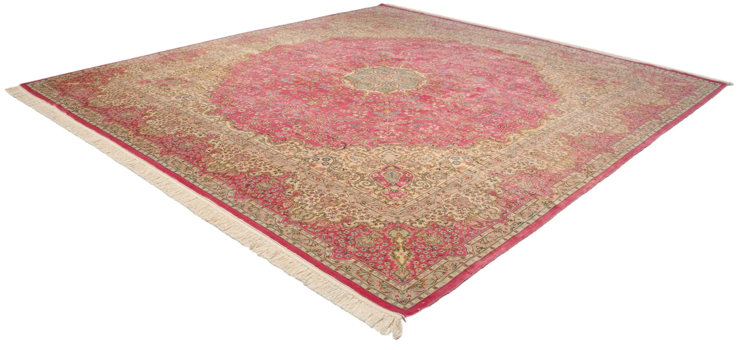 12x12.5 Vintage Bulgarian Kerman Design Square Carpet - Image 12