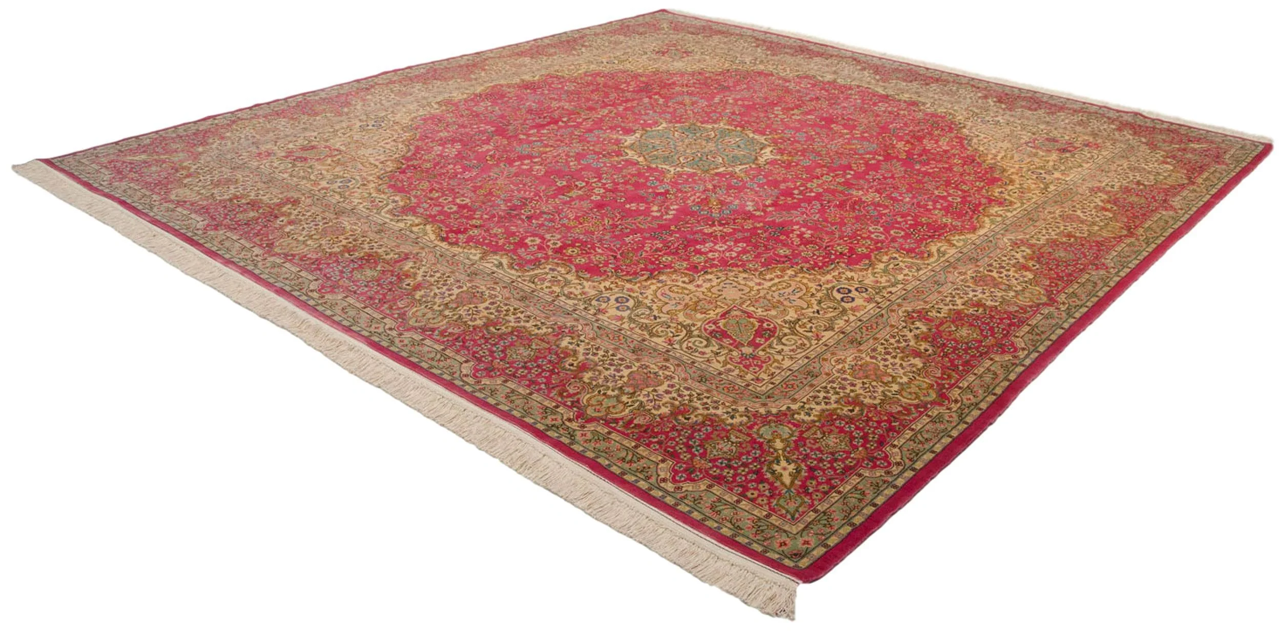 12x12.5 Vintage Bulgarian Kerman Design Square Carpet - Image 13