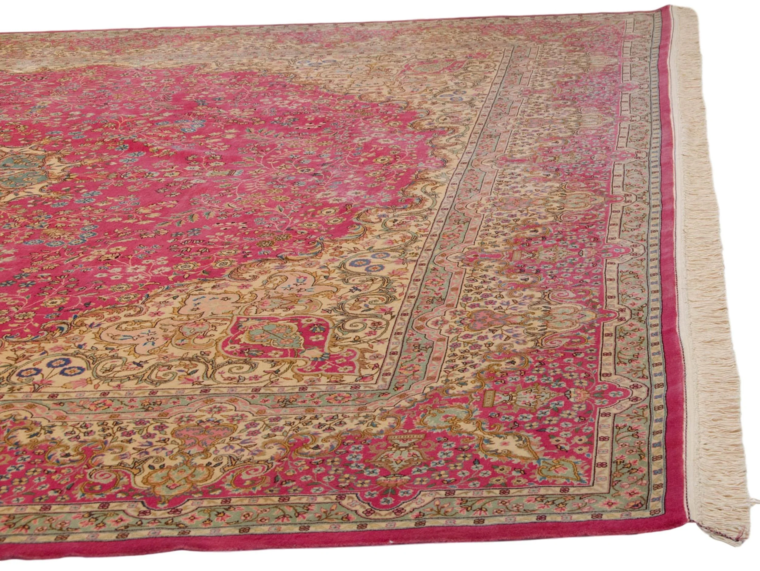 12x12.5 Vintage Bulgarian Kerman Design Square Carpet - Image 14