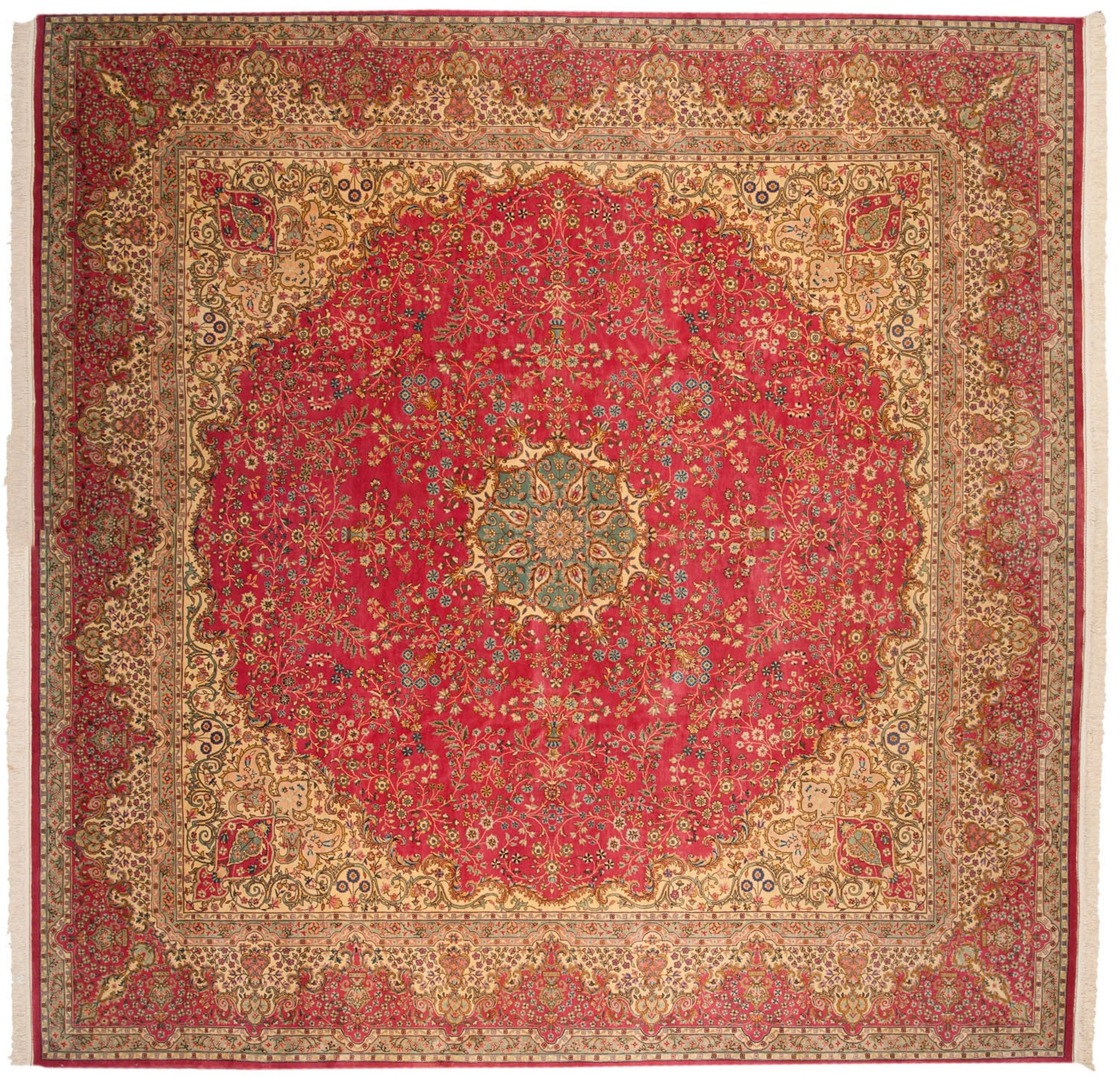 12x12.5 Vintage Bulgarian Kerman Design Square Carpet - Image 15