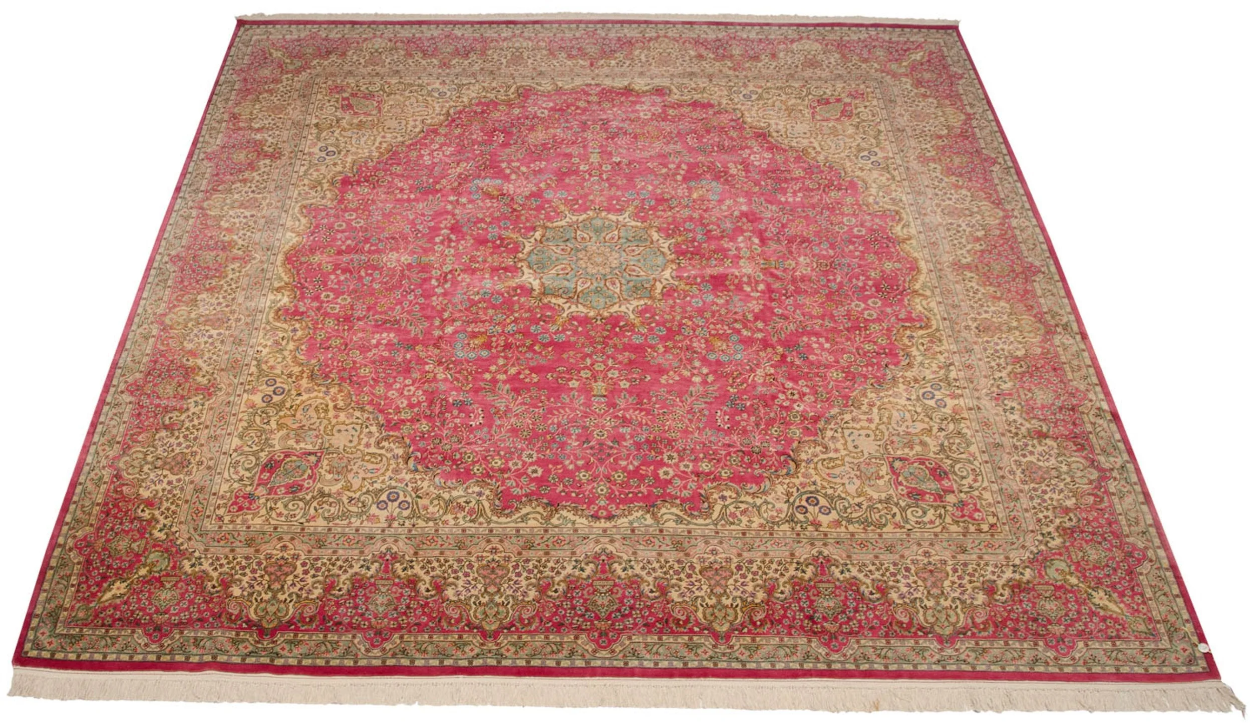 12x12.5 Vintage Bulgarian Kerman Design Square Carpet - Image 3