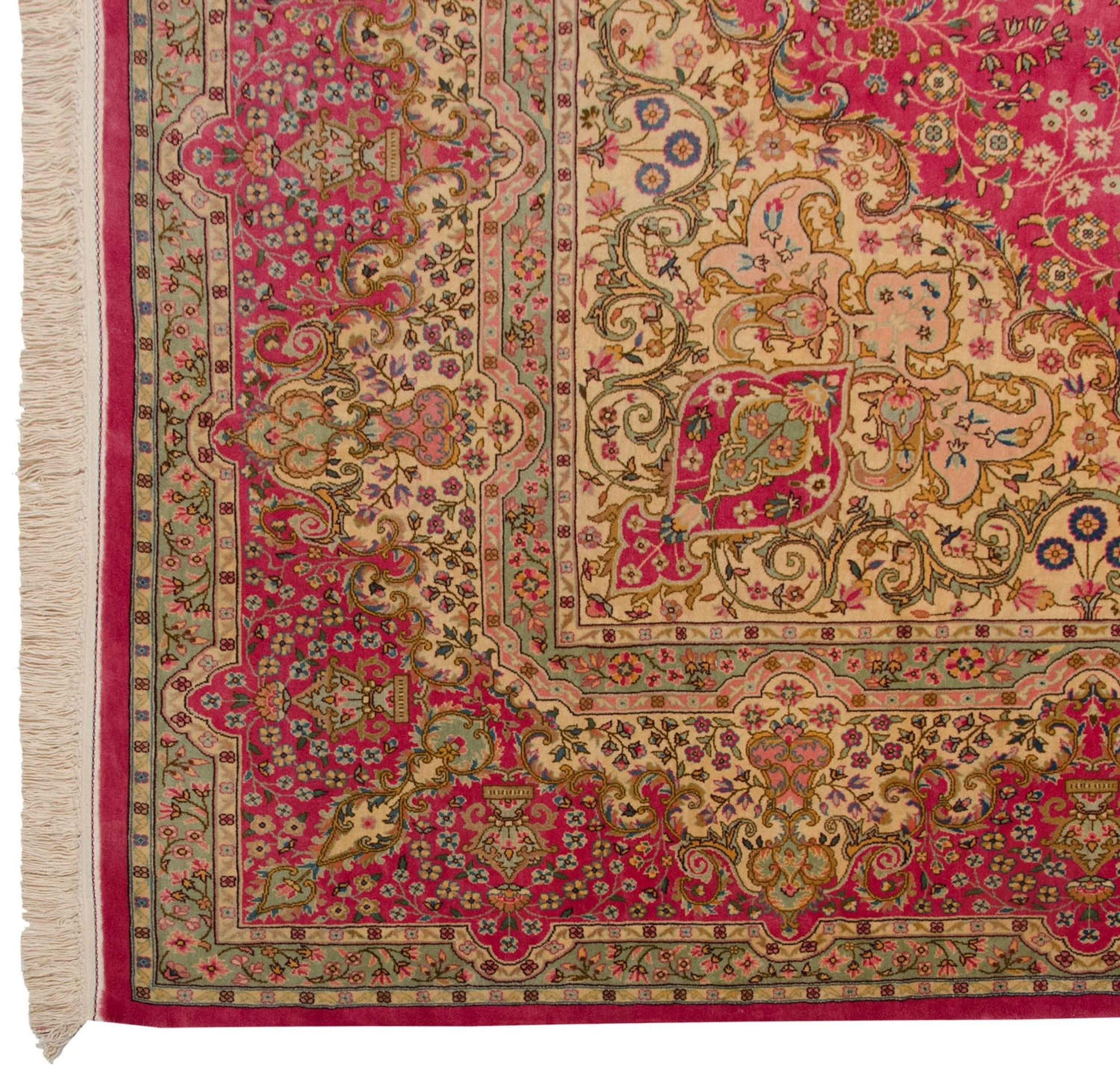 12x12.5 Vintage Bulgarian Kerman Design Square Carpet - Image 5