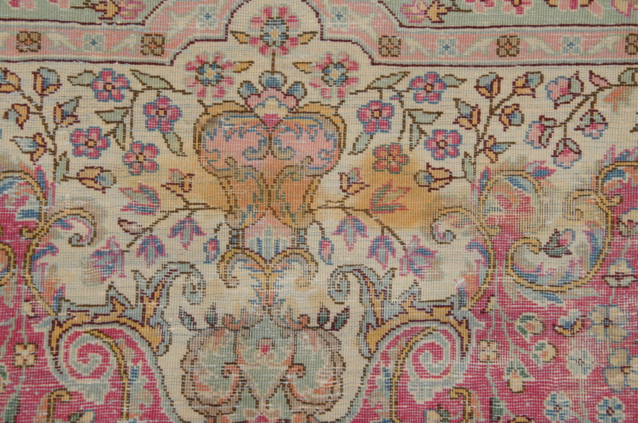 12x12.5 Vintage Bulgarian Kerman Design Square Carpet - Image 9