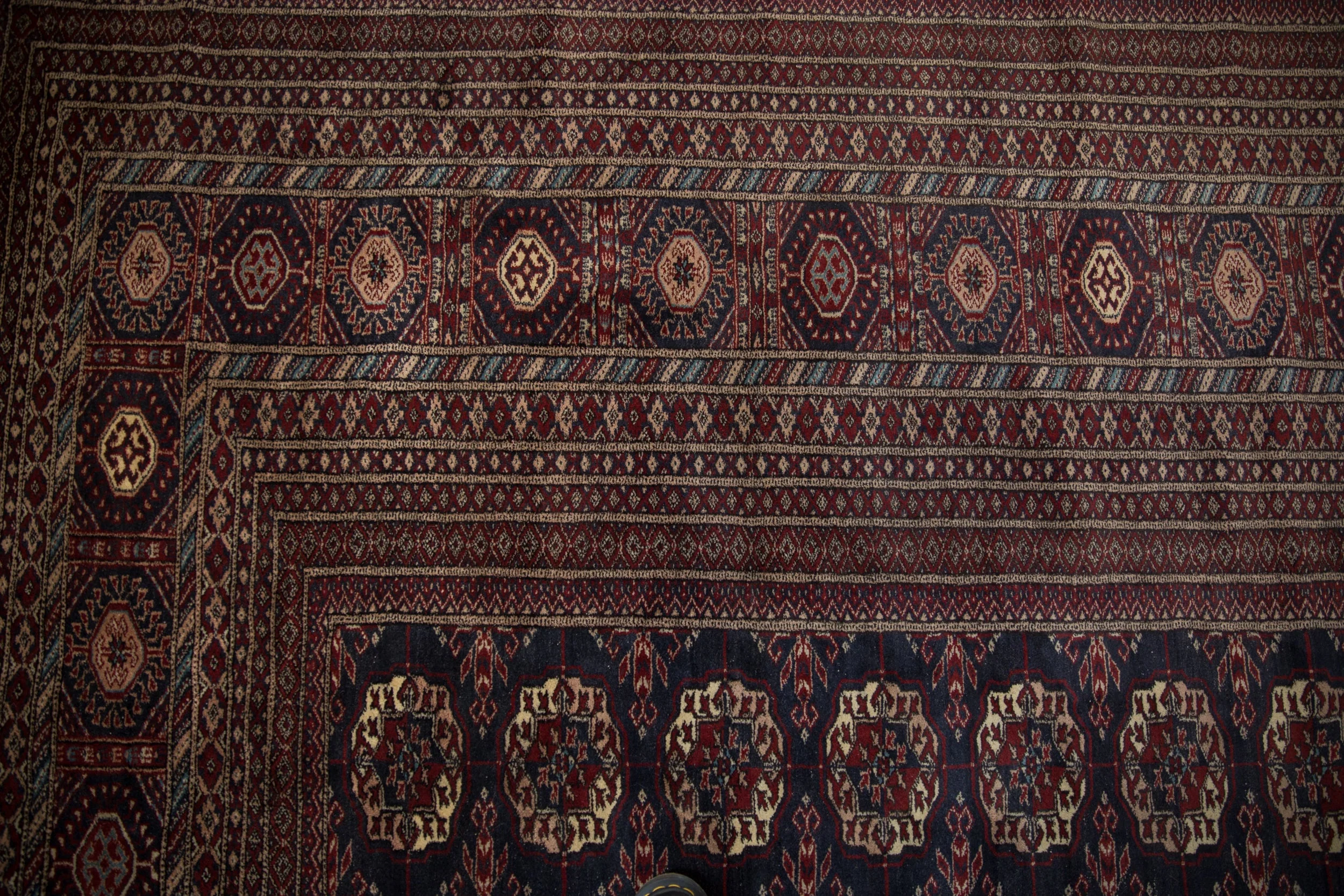12x12.5 Vintage Fine Bokhara Square Carpet - Image 12