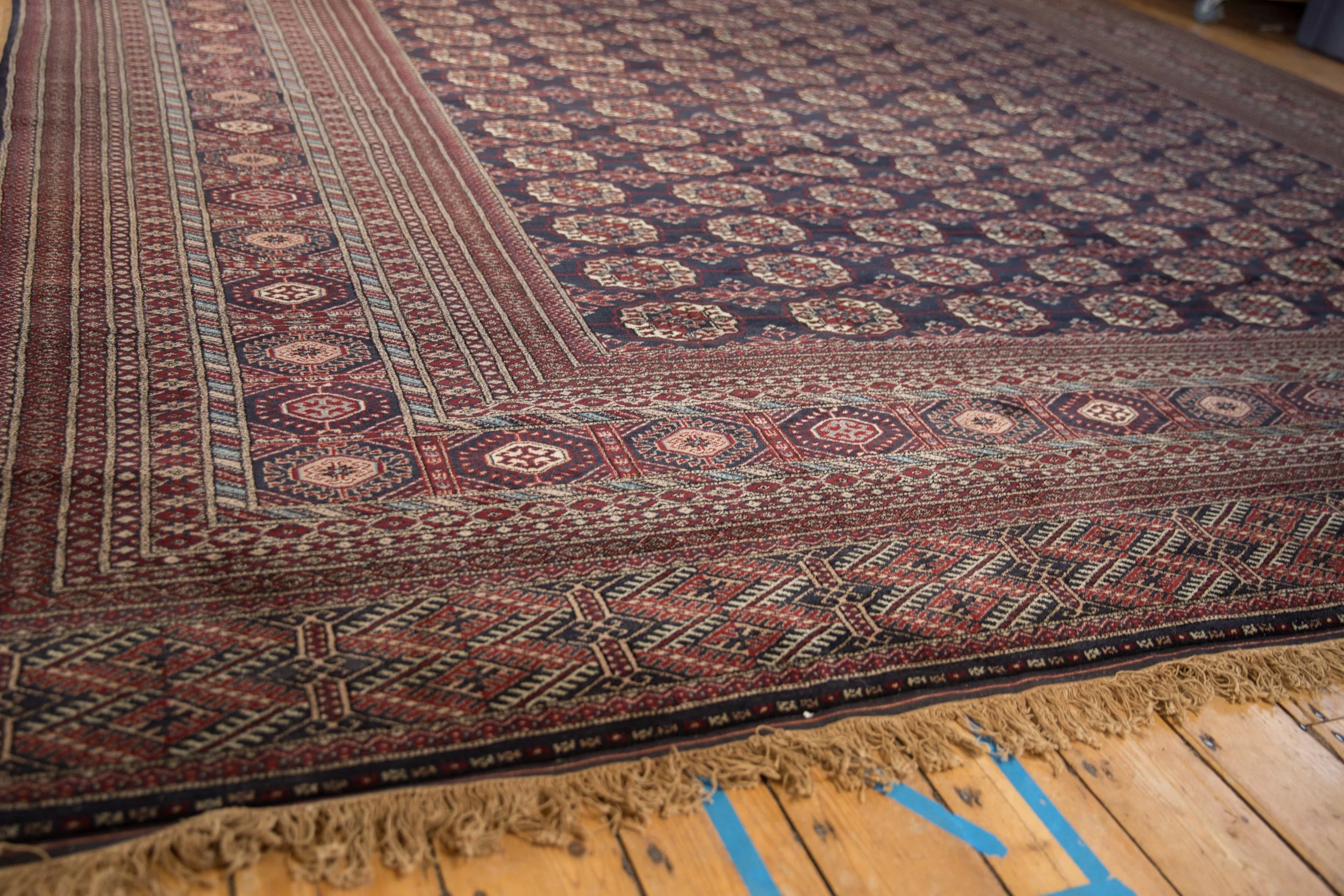 12x12.5 Vintage Fine Bokhara Square Carpet - Image 3