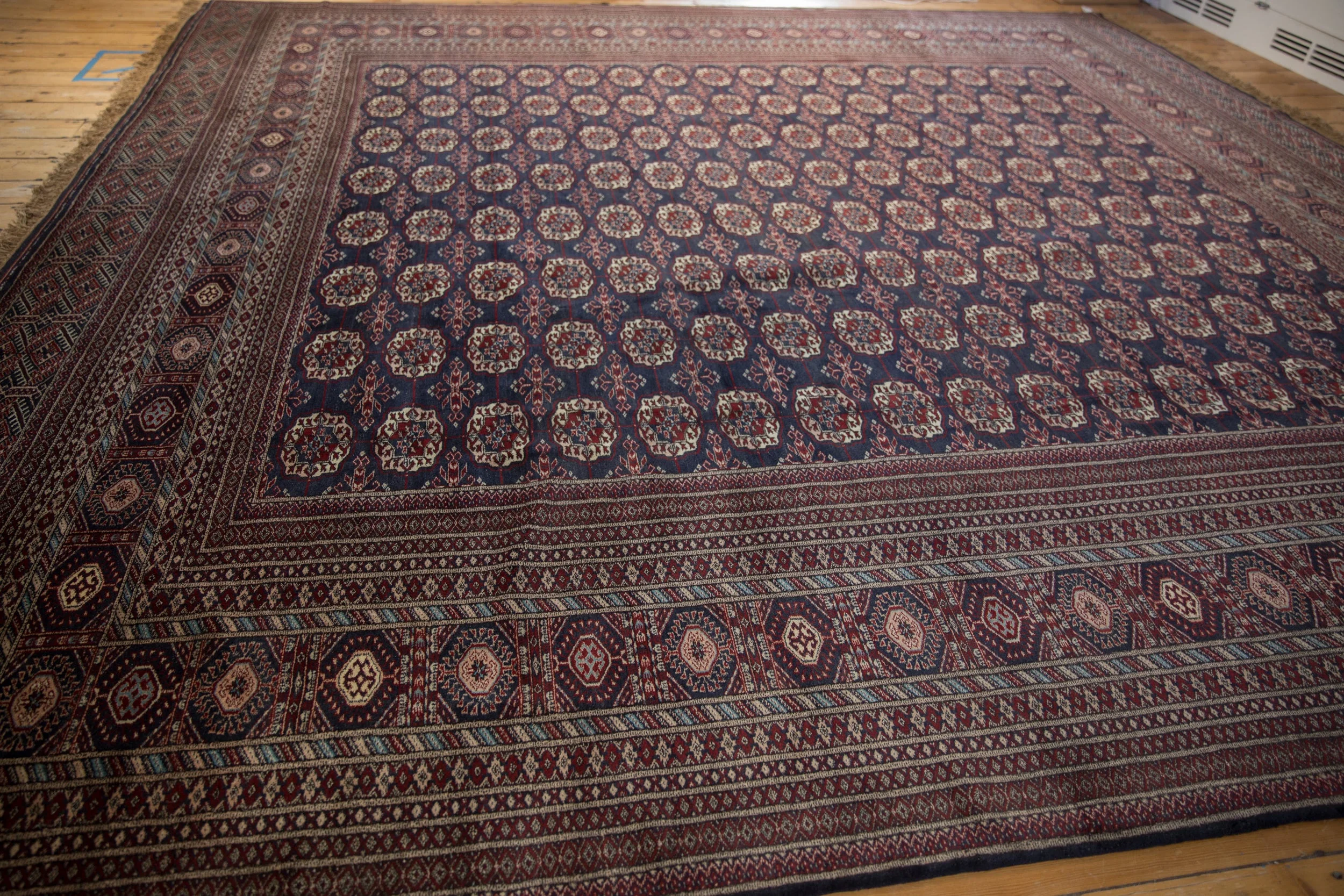 12x12.5 Vintage Fine Bokhara Square Carpet - Image 5