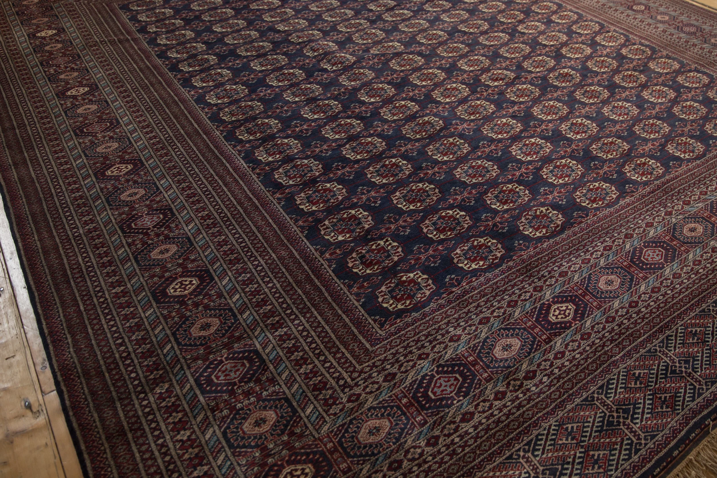 12x12.5 Vintage Fine Bokhara Square Carpet - Image 6