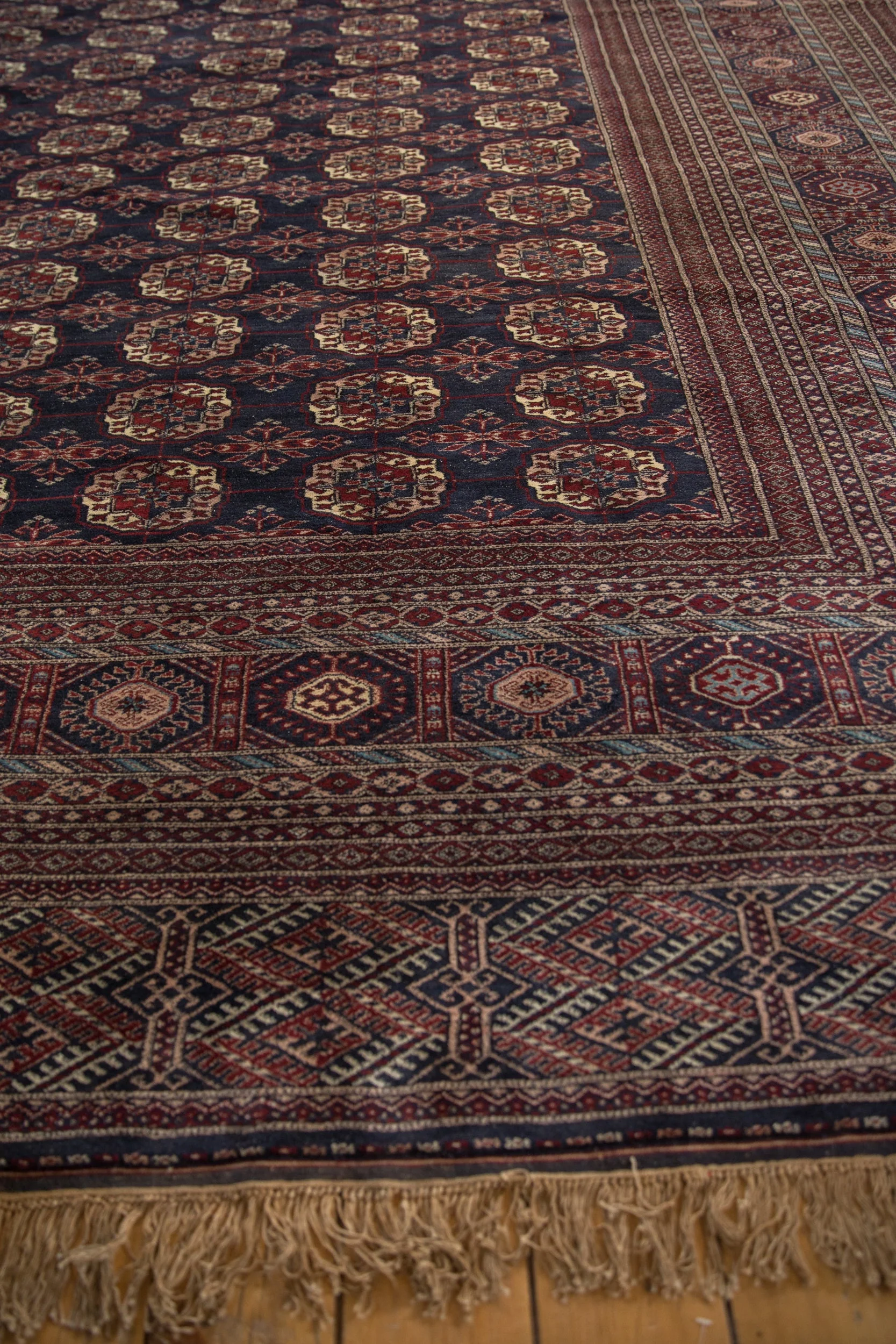 12x12.5 Vintage Fine Bokhara Square Carpet - Image 7