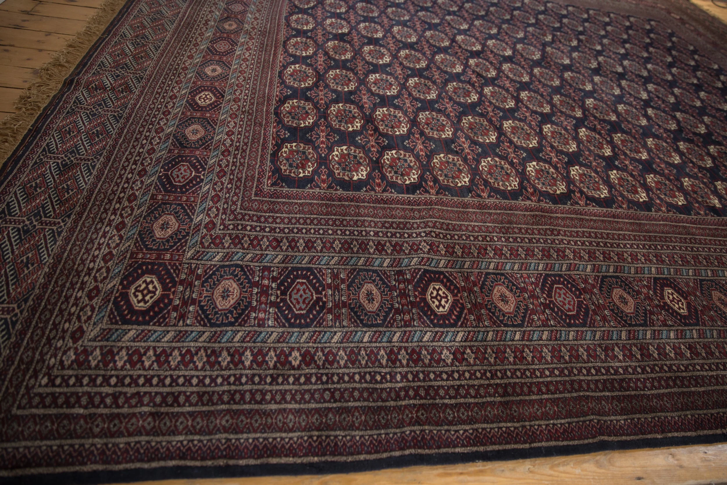 12x12.5 Vintage Fine Bokhara Square Carpet - Image 8