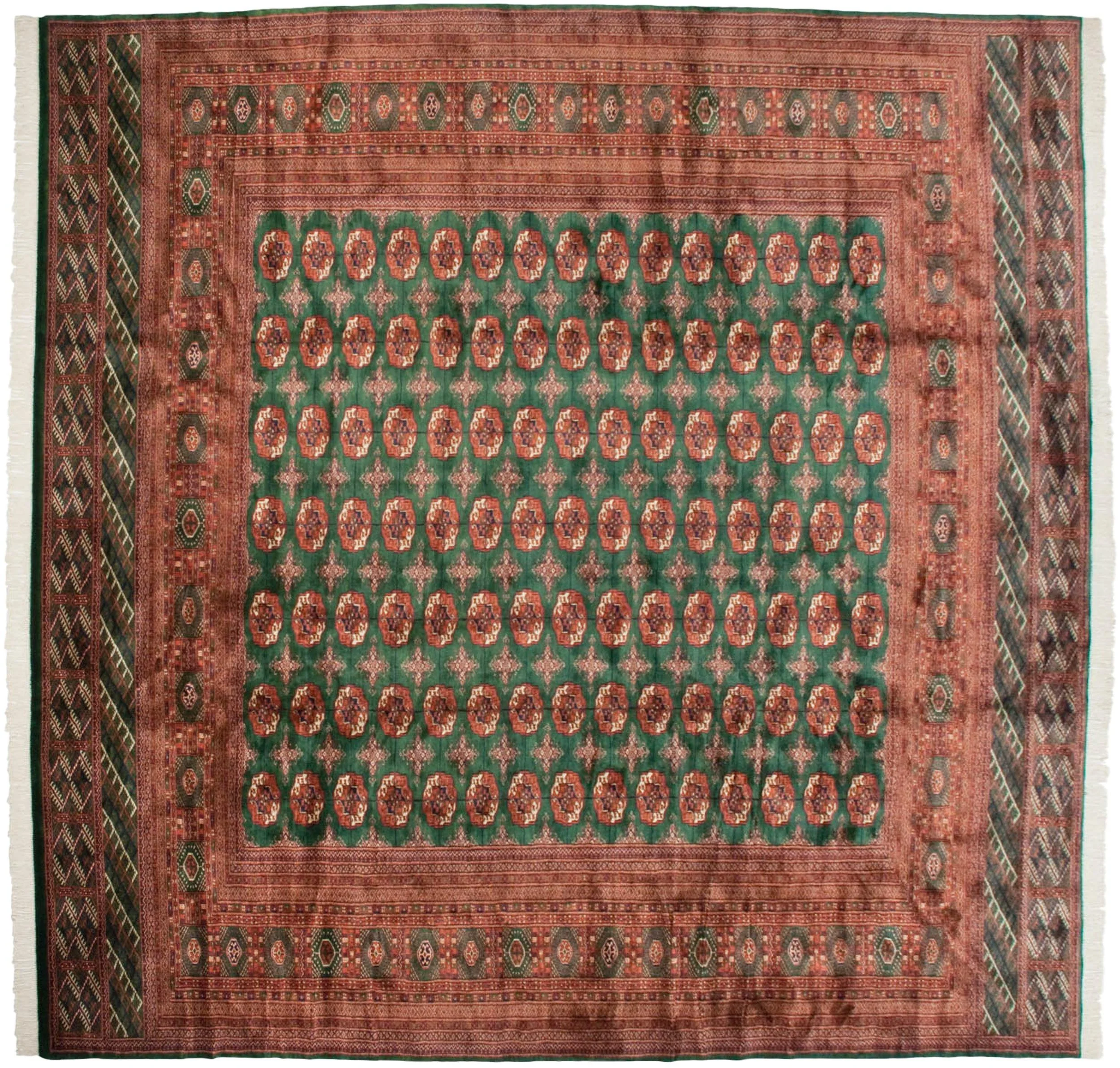 12x12.5 Vintage Fine Bokhara Square Carpet - Image 14