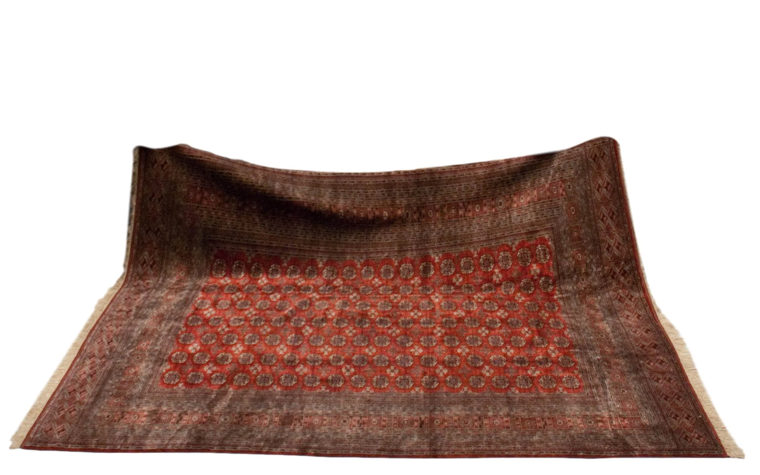 12x12.5 Vintage Fine Bokhara Square Carpet - Image 3