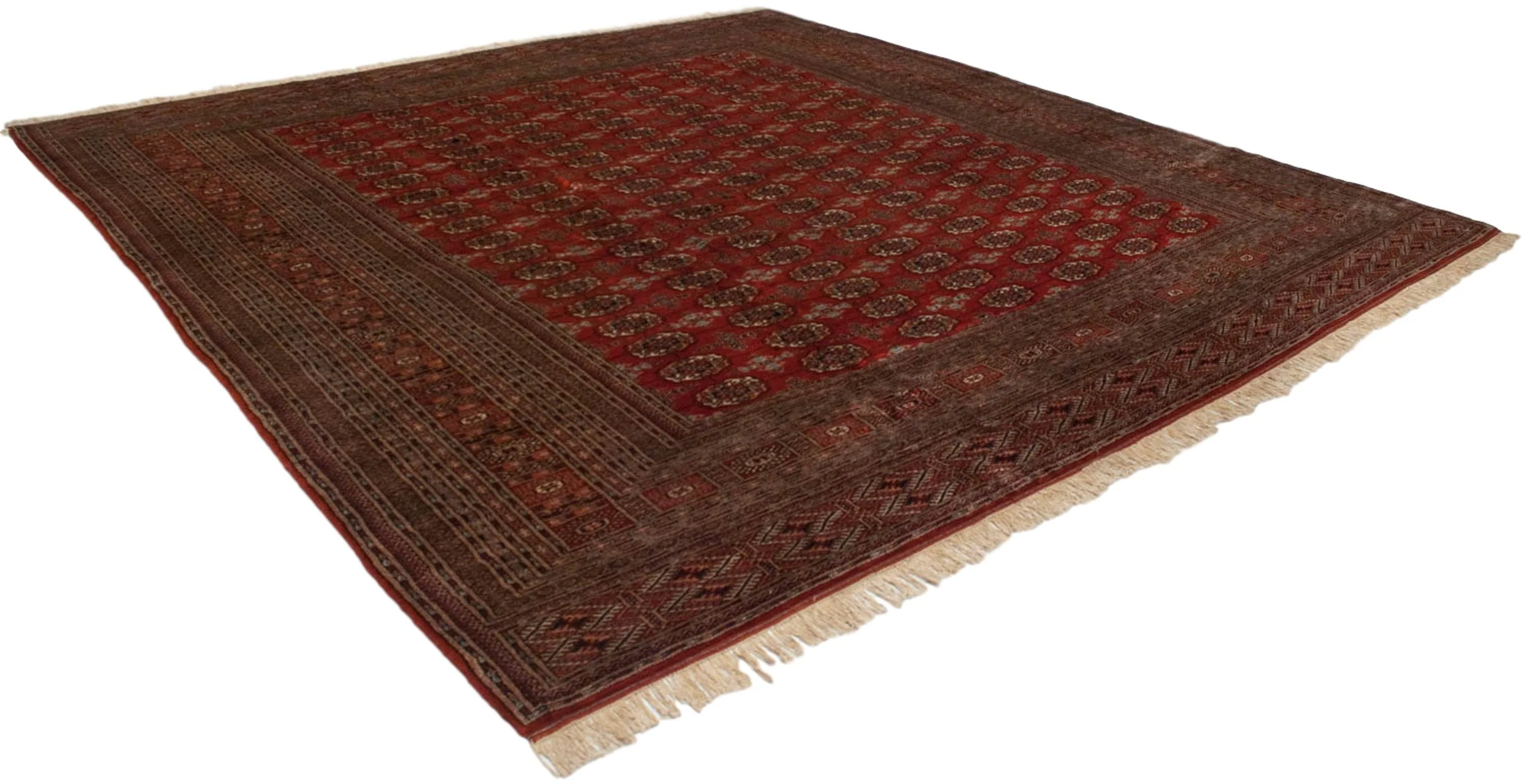 12x12.5 Vintage Fine Bokhara Square Carpet - Image 4
