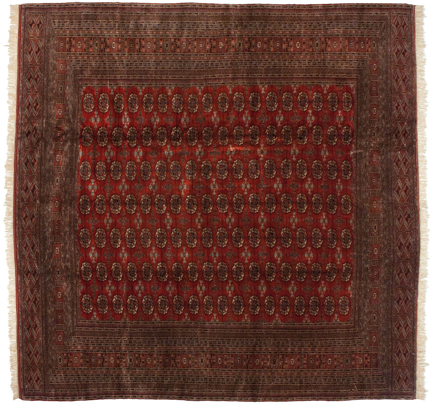 12x12.5 Vintage Fine Bokhara Square Carpet - Image 9