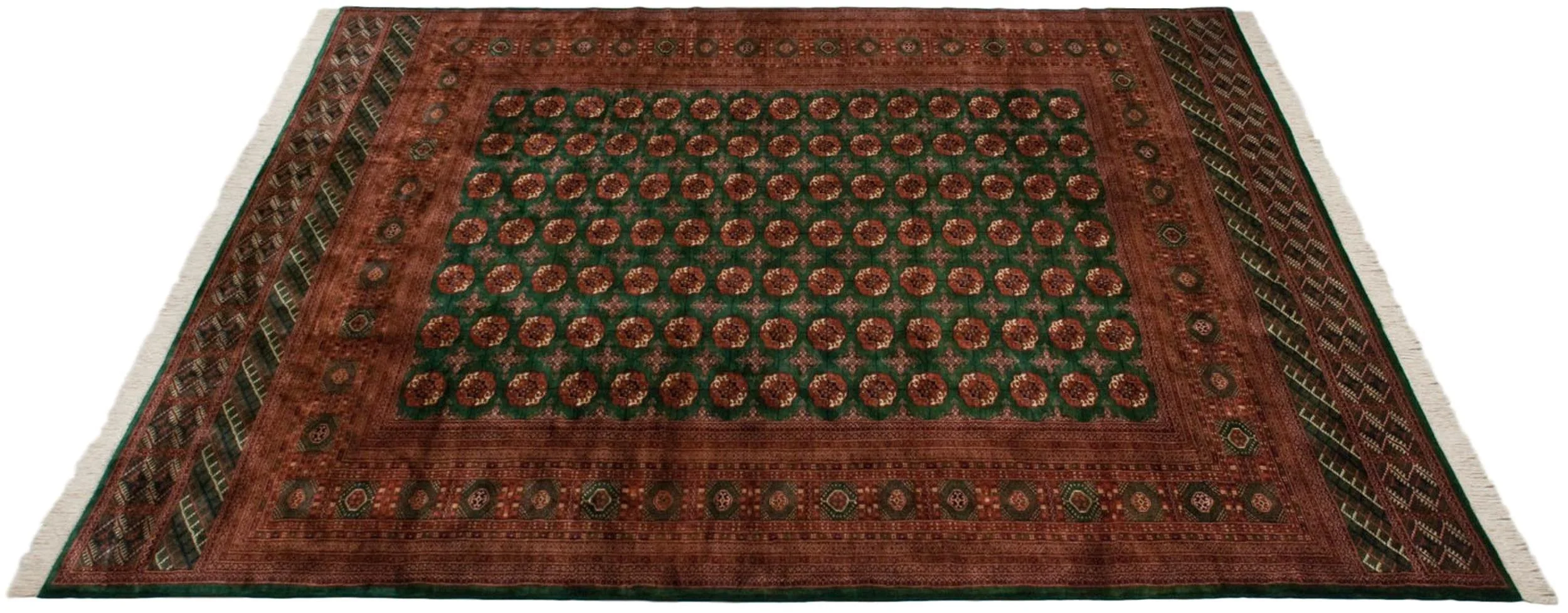 12x12.5 Vintage Fine Bokhara Square Carpet - Image 2