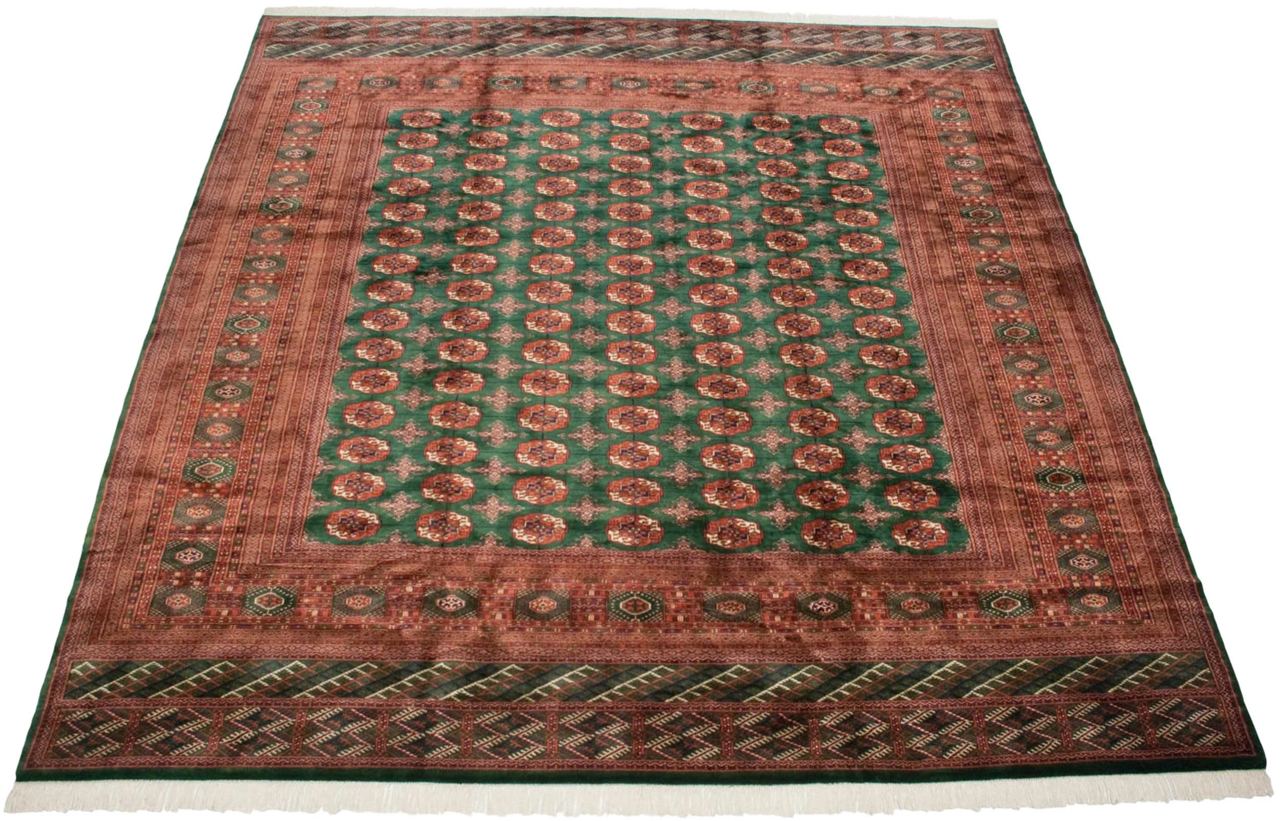 12x12.5 Vintage Fine Bokhara Square Carpet - Image 3