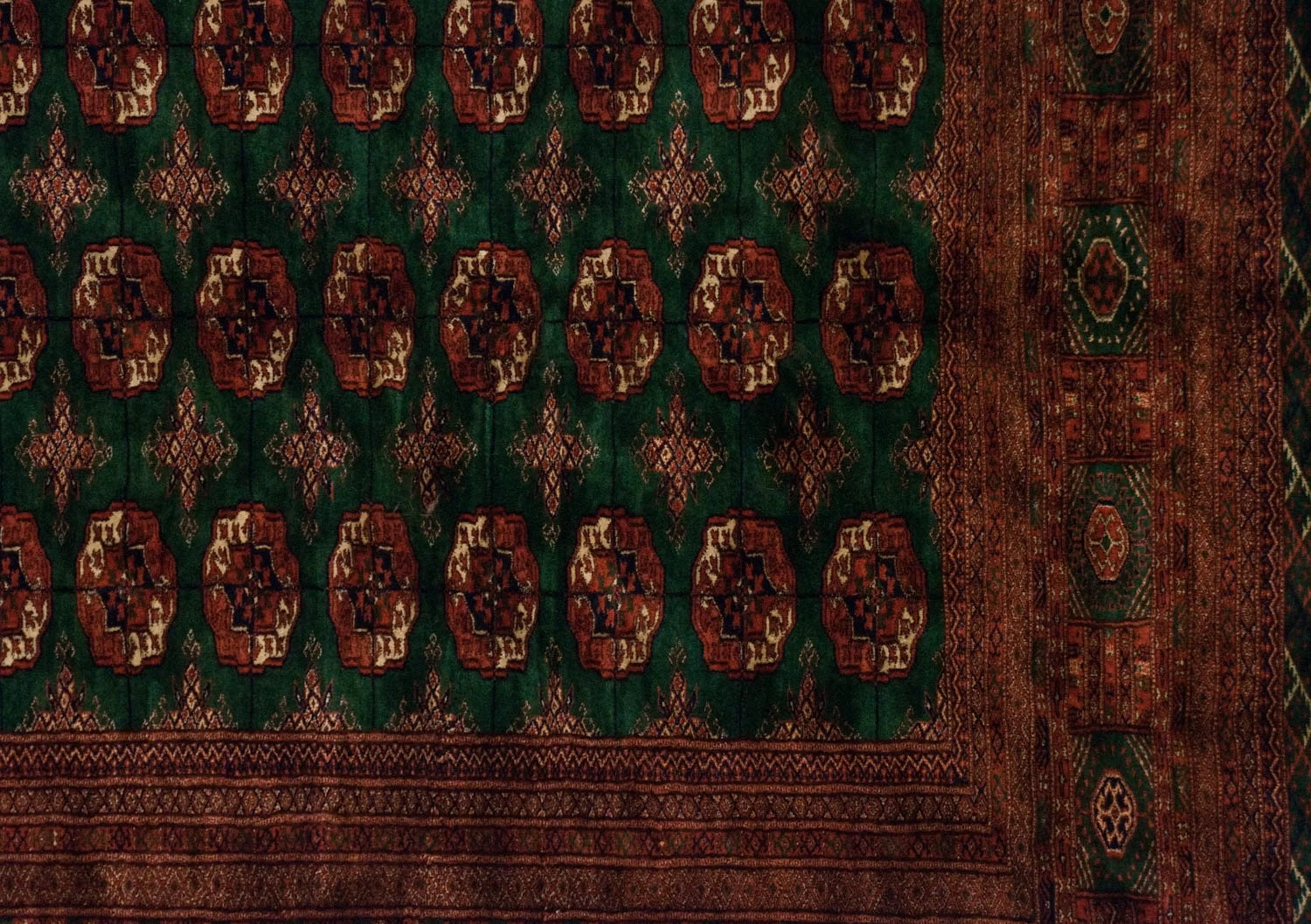 12x12.5 Vintage Fine Bokhara Square Carpet - Image 6