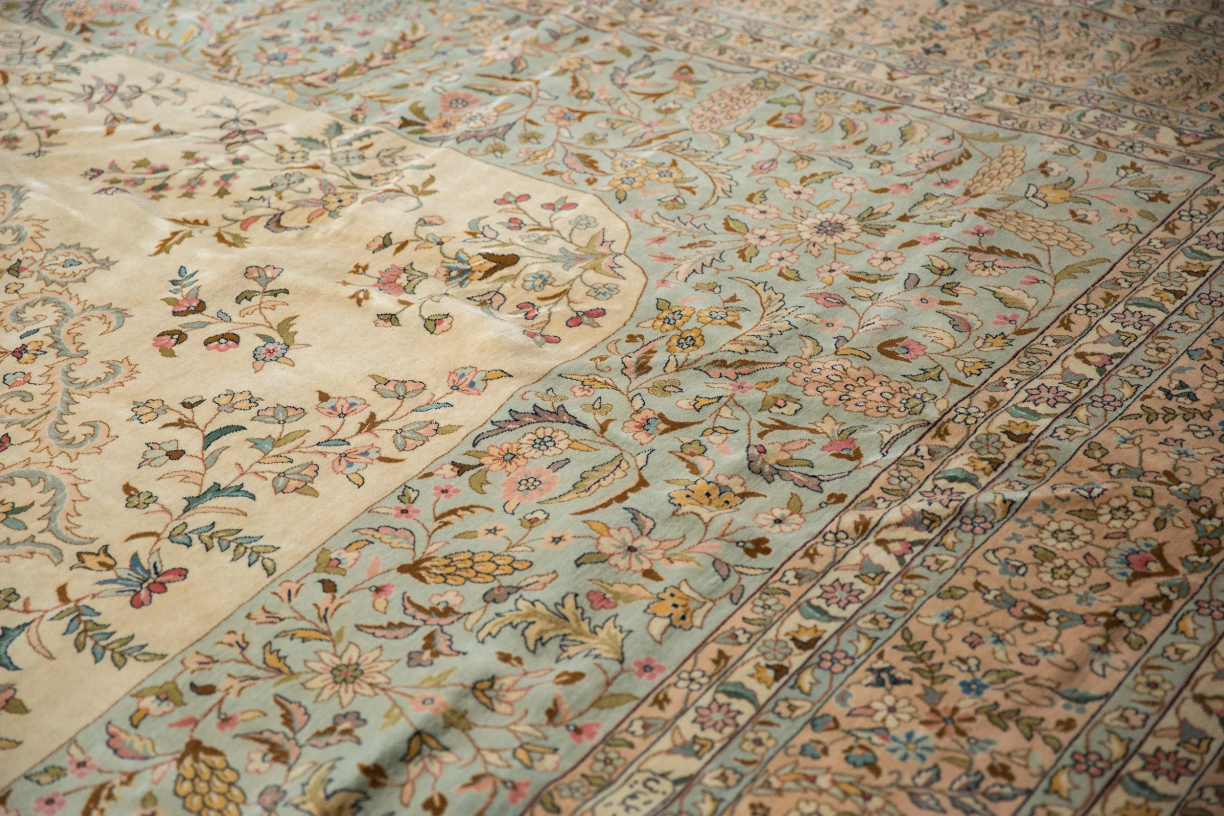 12x12 Vintage Bulgarian Kerman Design Square Carpet - Image 3