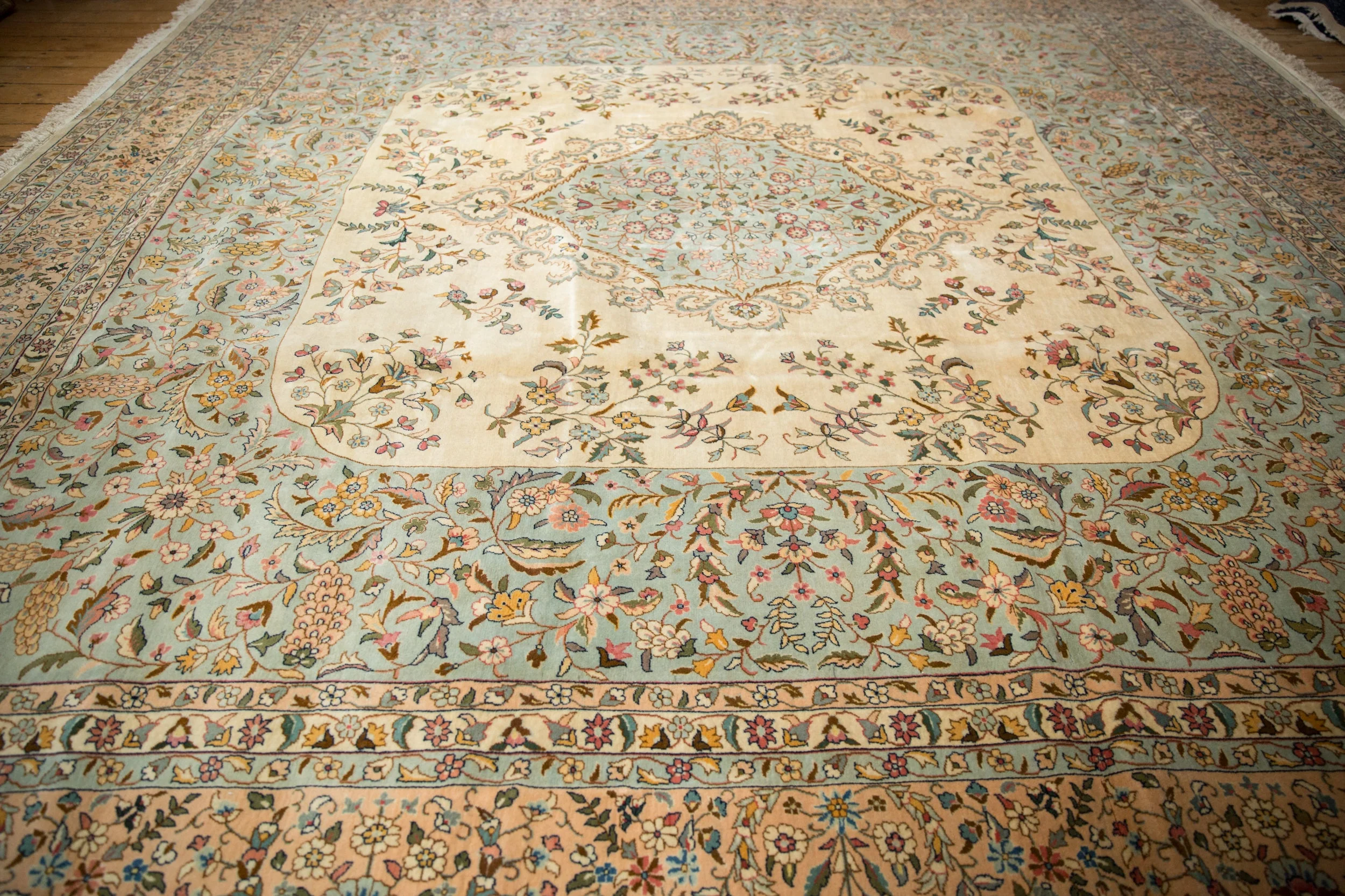 12x12 Vintage Bulgarian Kerman Design Square Carpet - Image 5