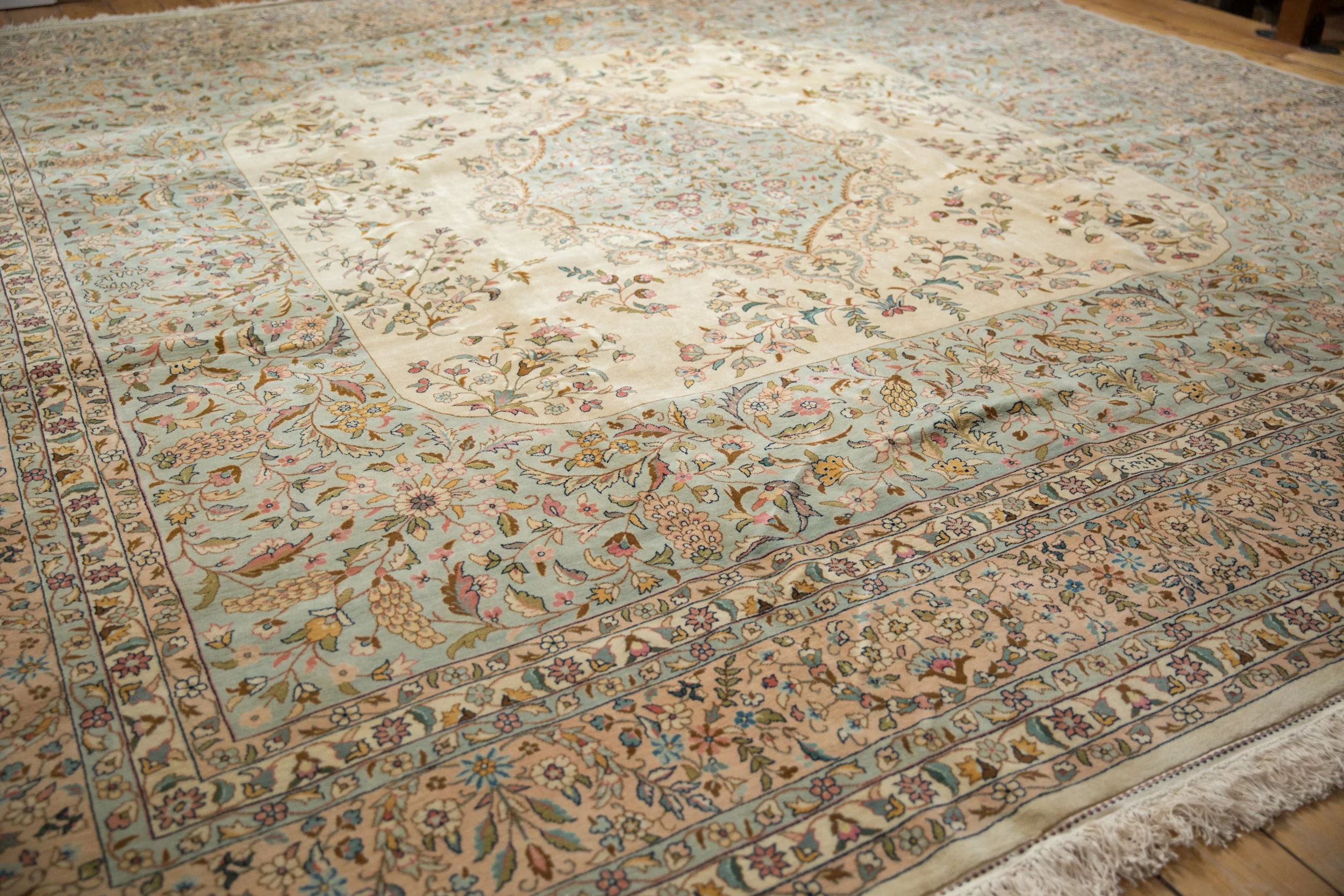 12x12 Vintage Bulgarian Kerman Design Square Carpet - Image 6