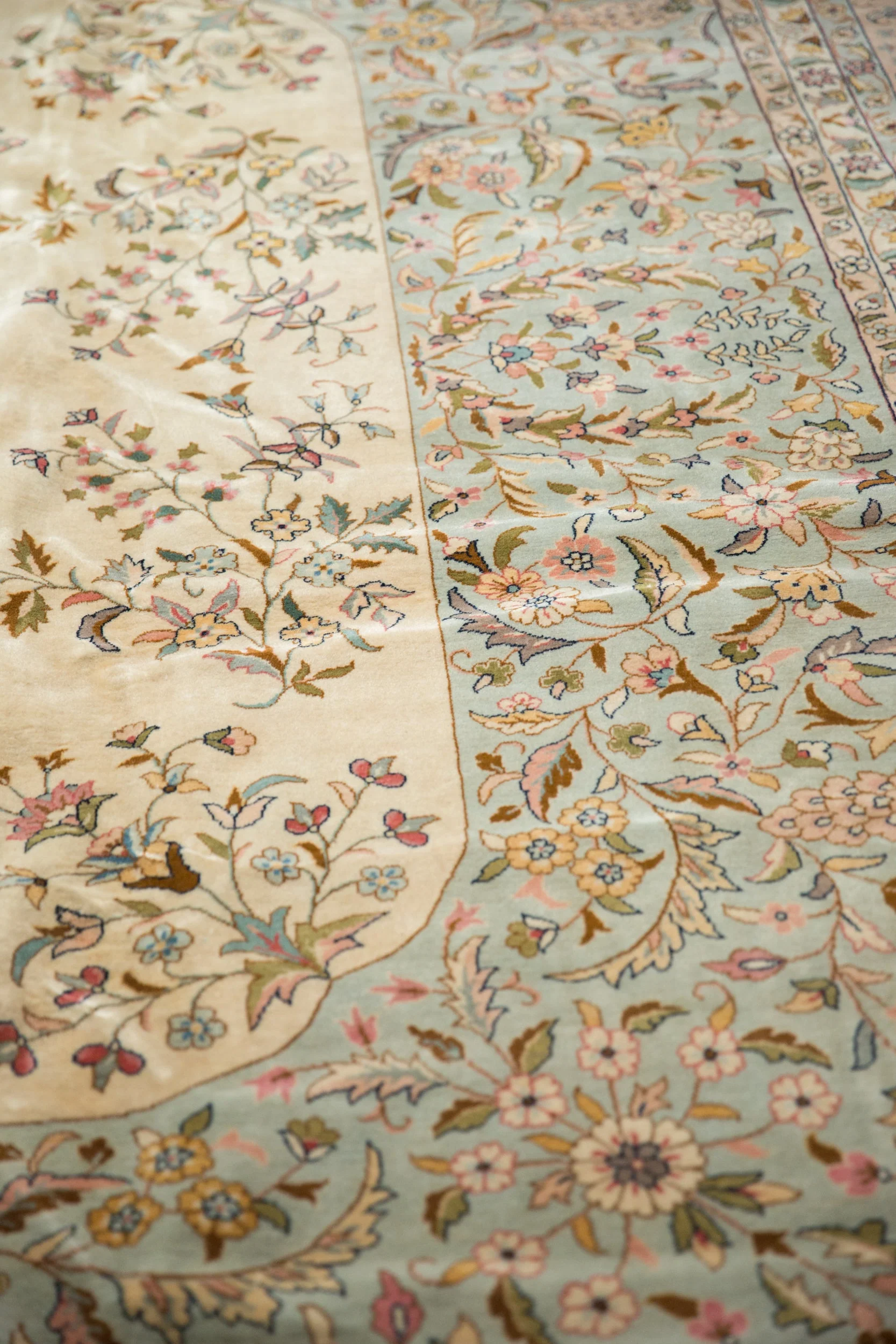 12x12 Vintage Bulgarian Kerman Design Square Carpet - Image 9