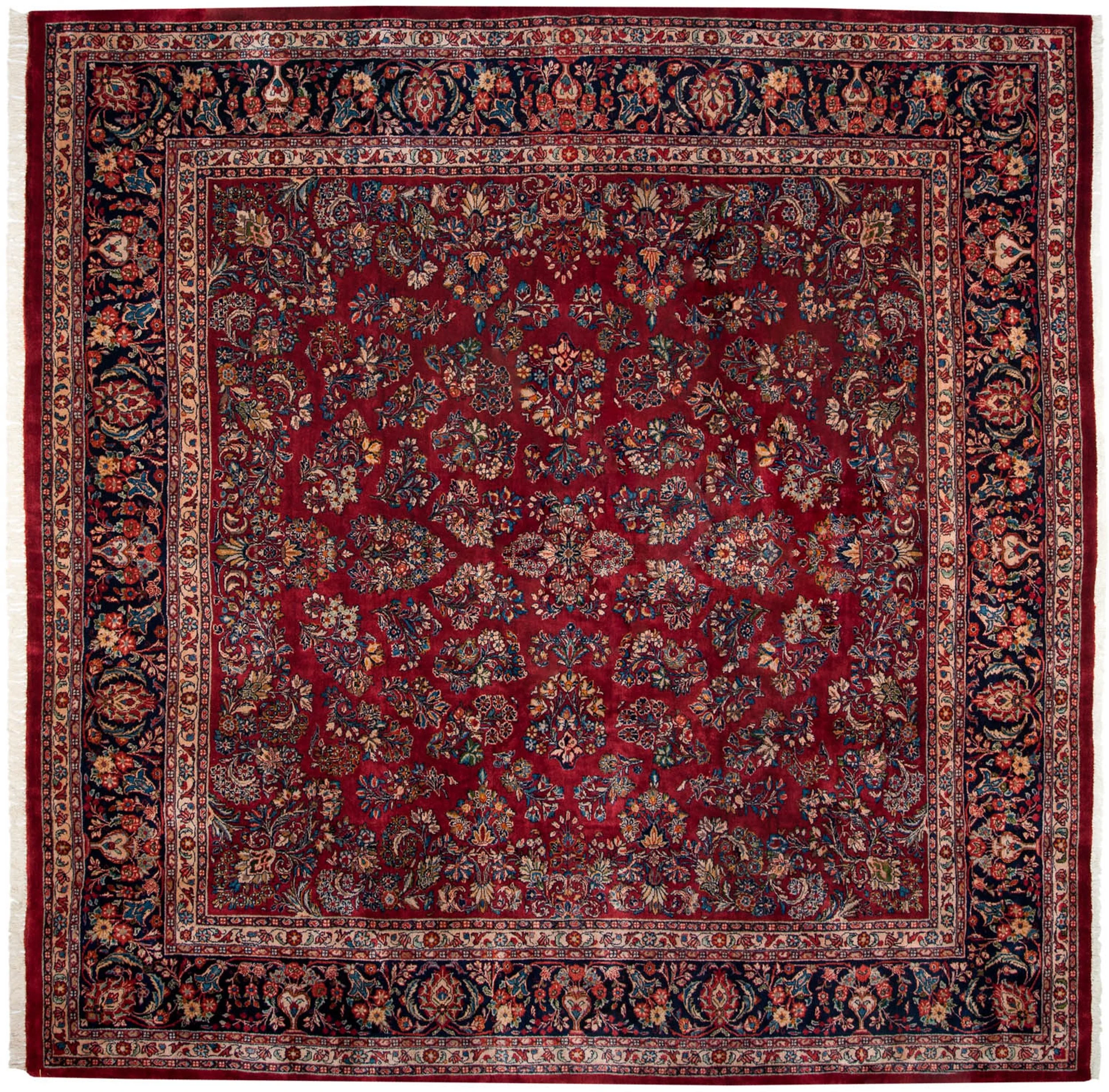 12x12 Vintage Fine Sarouk Square Carpet