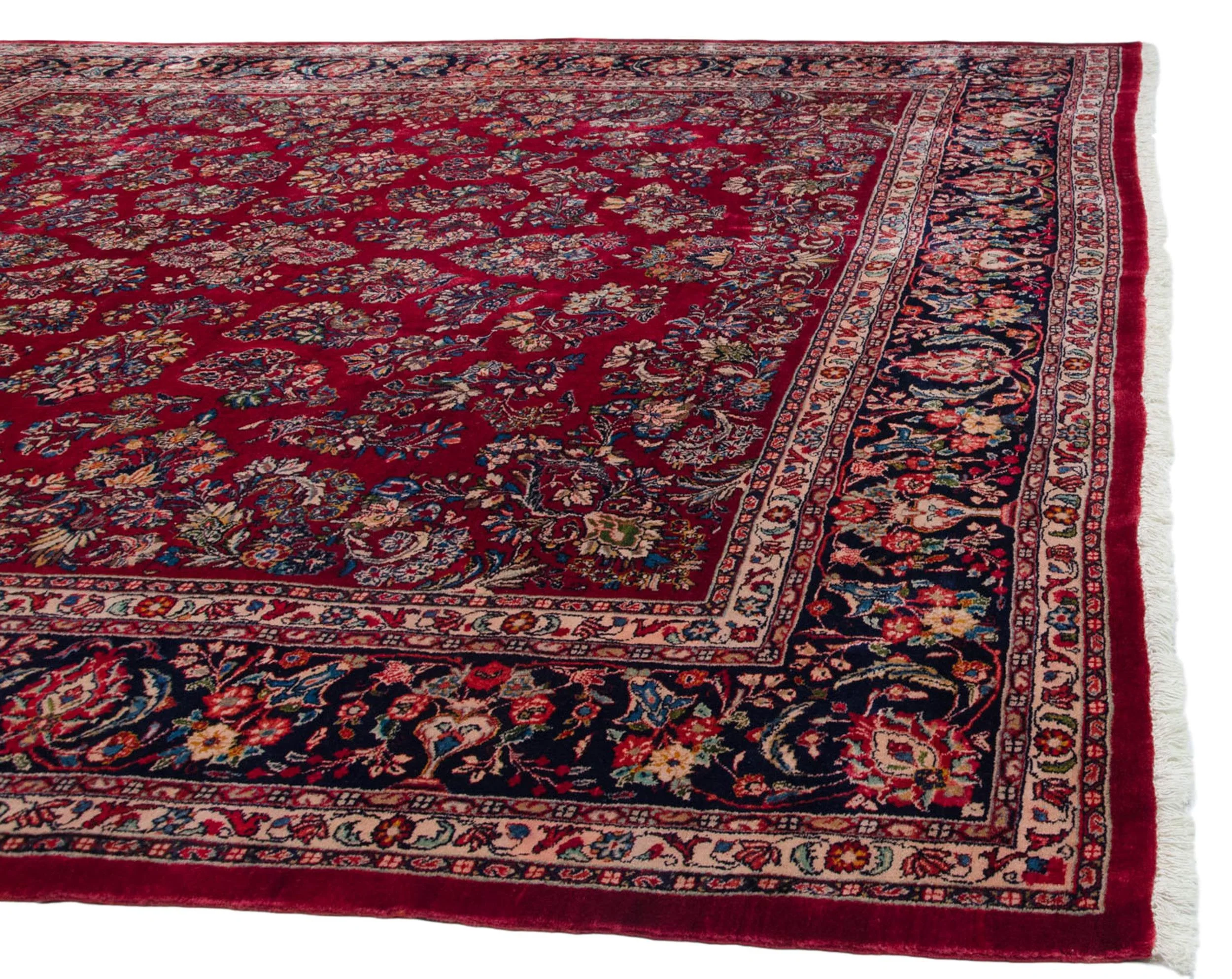 12x12 Vintage Fine Sarouk Square Carpet - Image 10