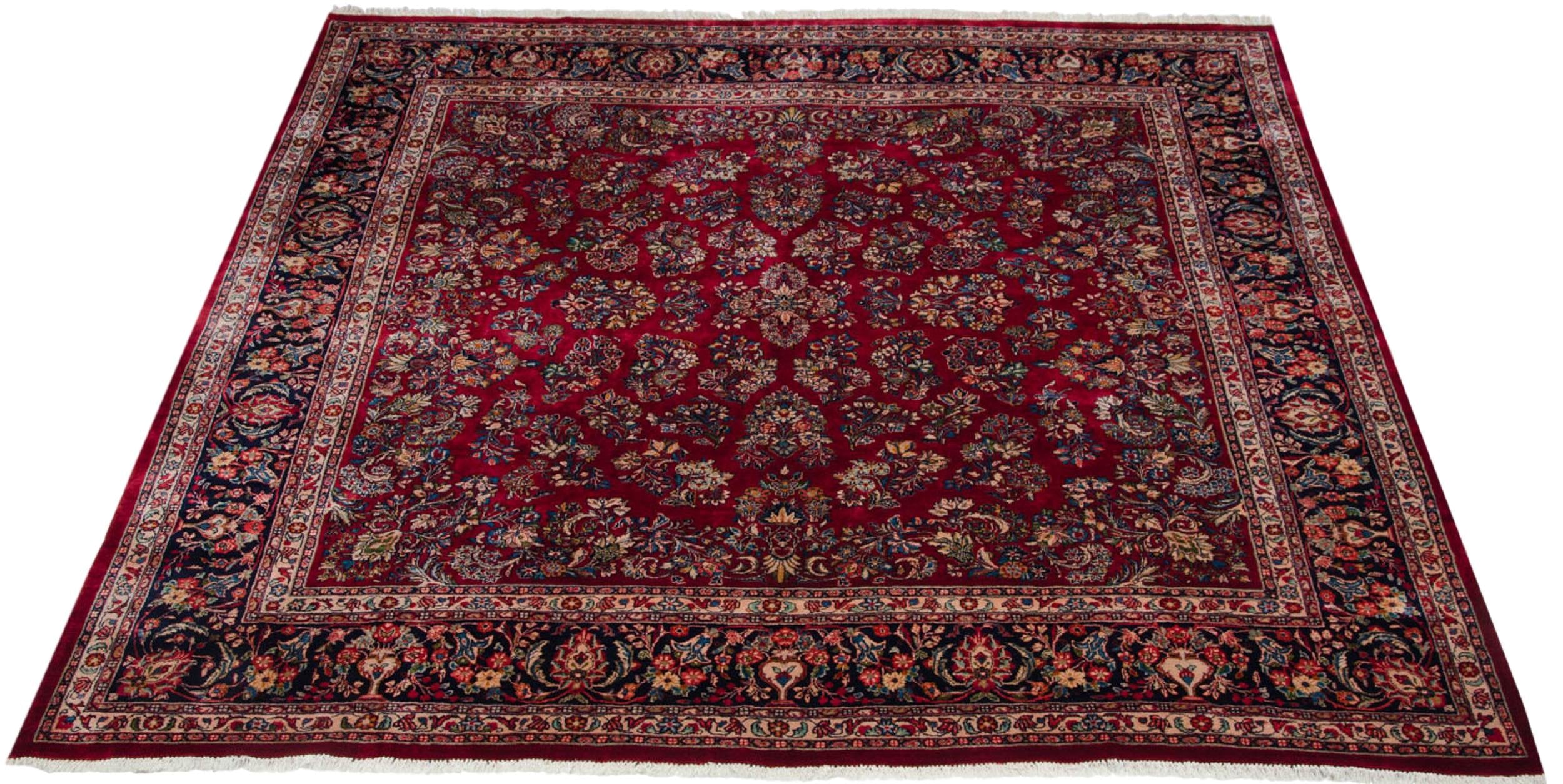 12x12 Vintage Fine Sarouk Square Carpet - Image 3