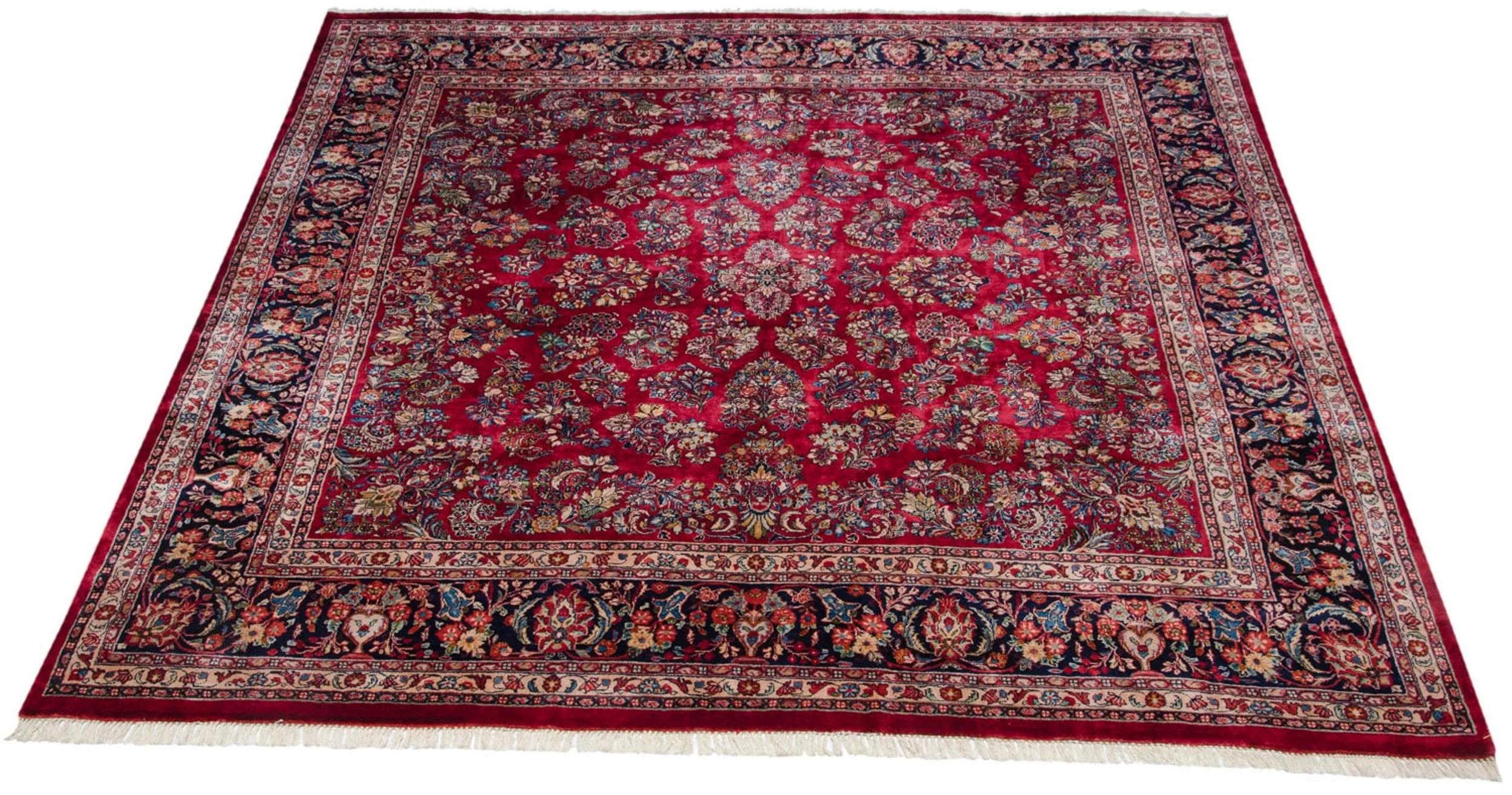 12x12 Vintage Fine Sarouk Square Carpet - Image 4