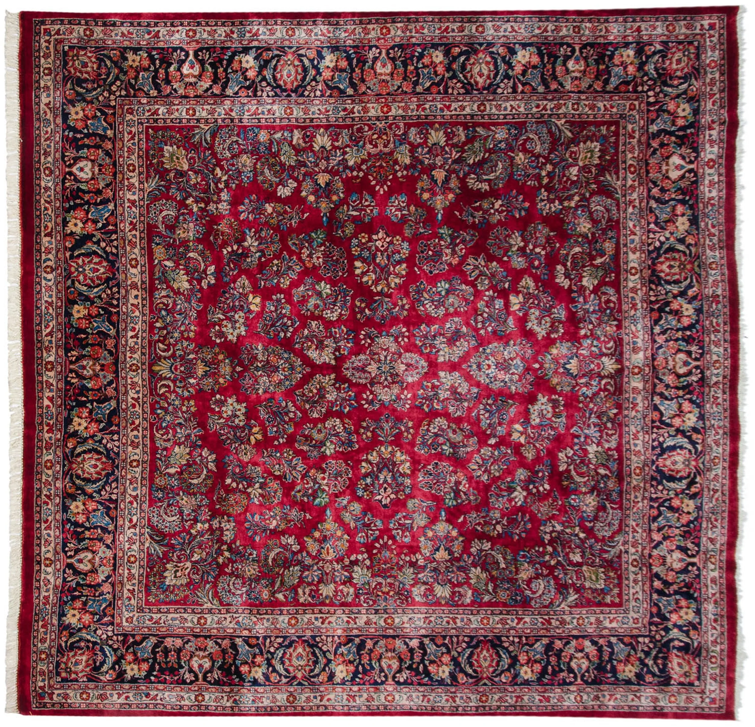 12x12 Vintage Fine Sarouk Square Carpet - Image 7