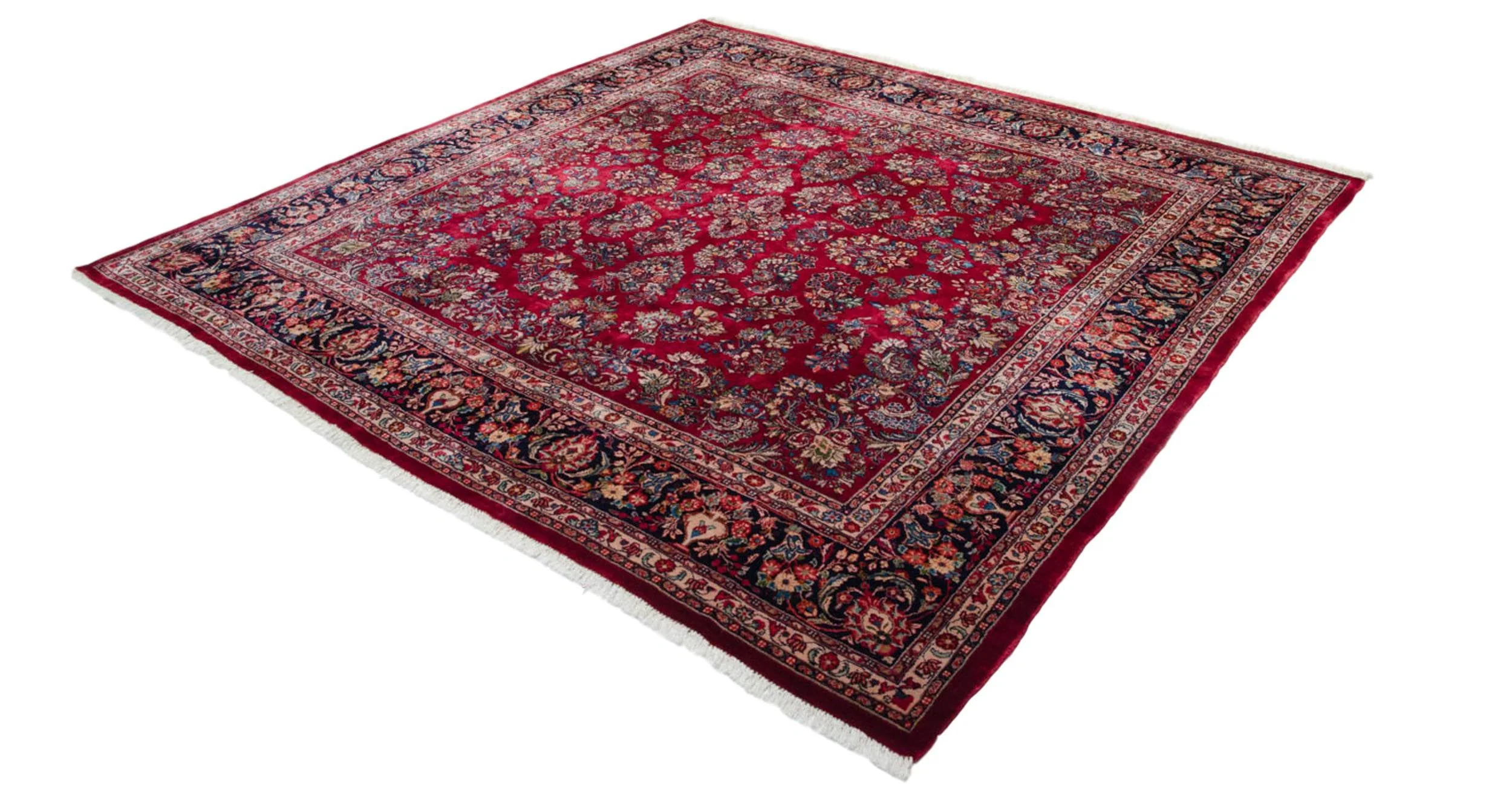 12x12 Vintage Fine Sarouk Square Carpet - Image 8