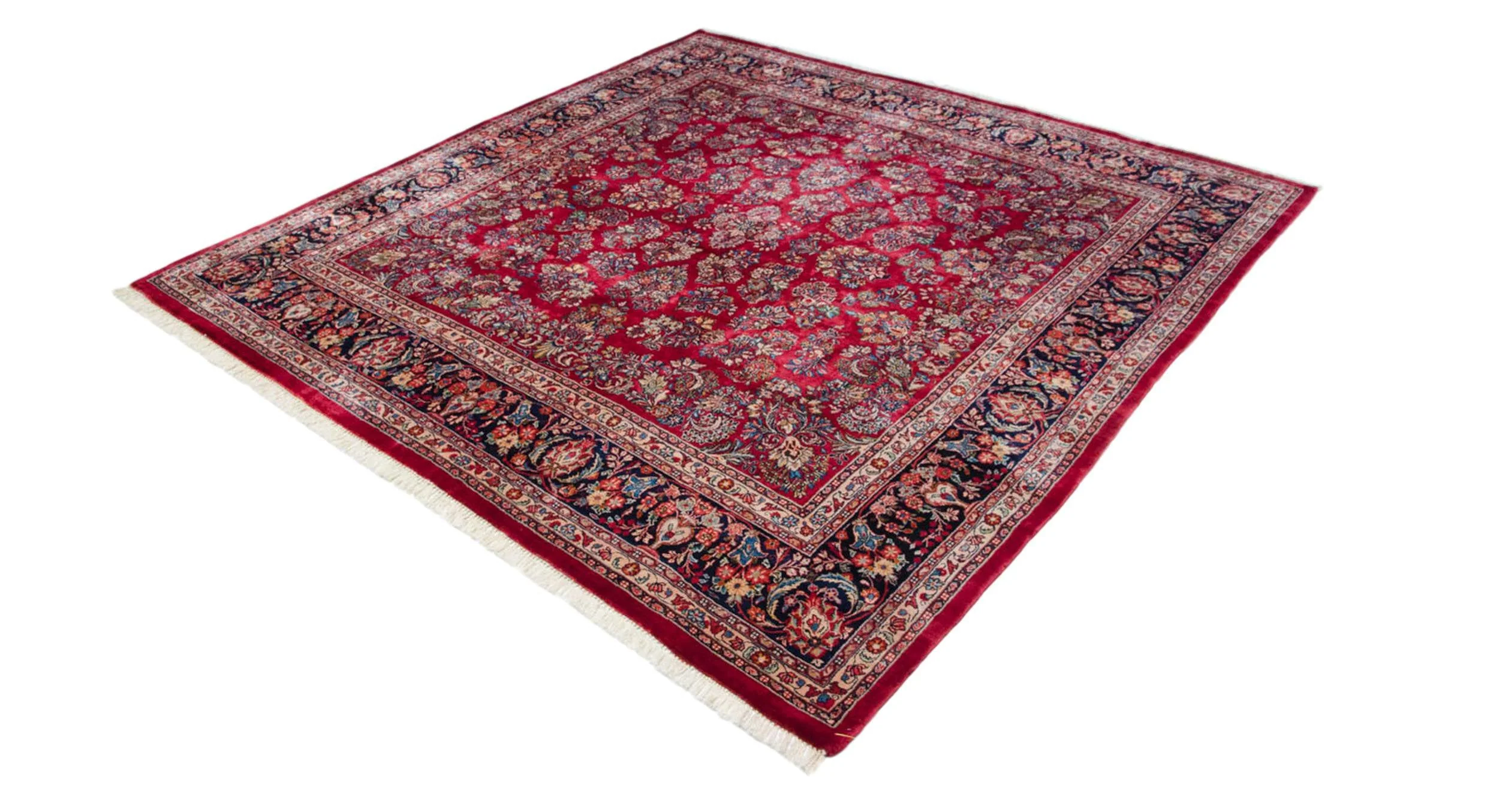 12x12 Vintage Fine Sarouk Square Carpet - Image 9