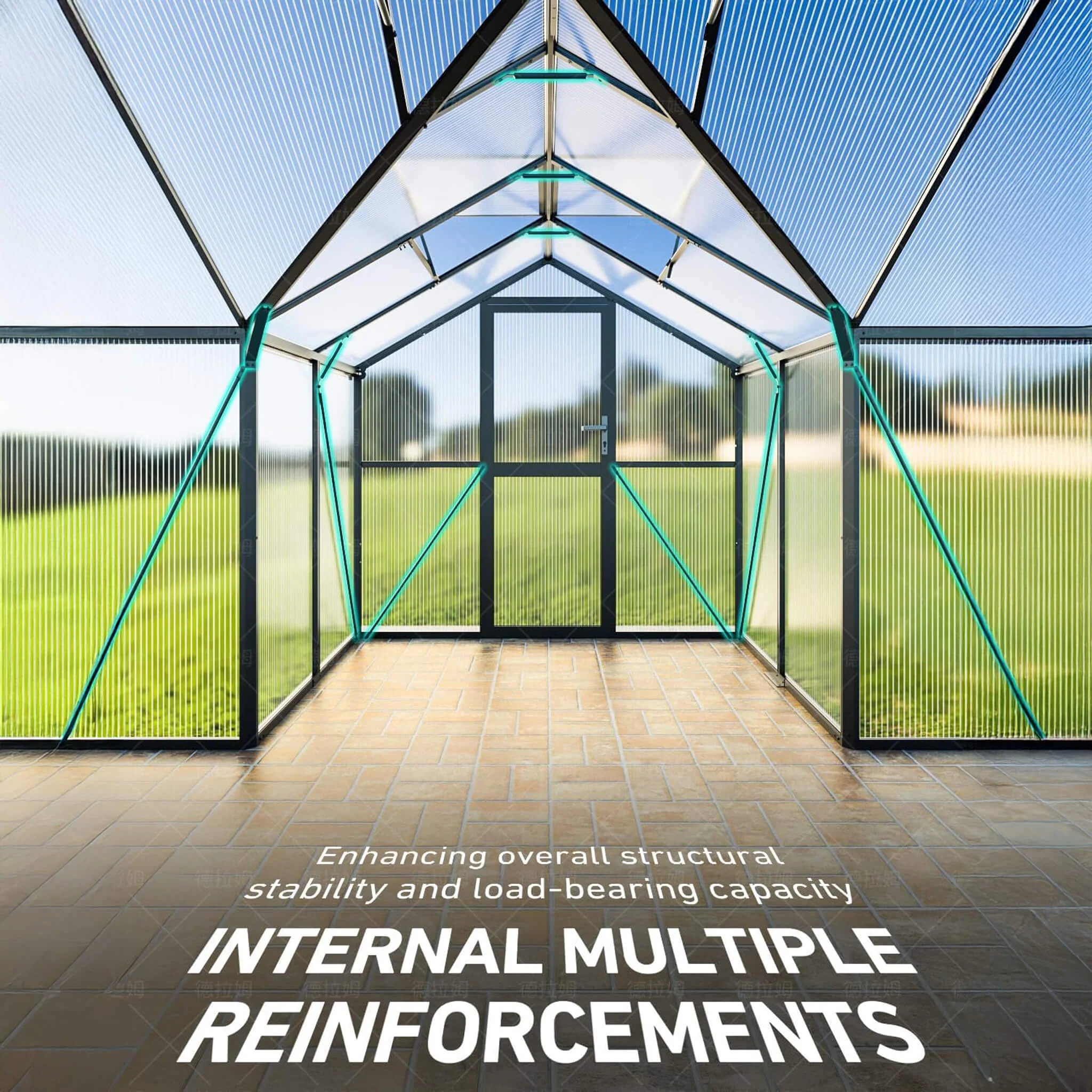 [12X12FT] Premium T-Shape Polycarbonate Greenhouse With UV Protection And Aluminum Frame (SAK27460) - Image 3