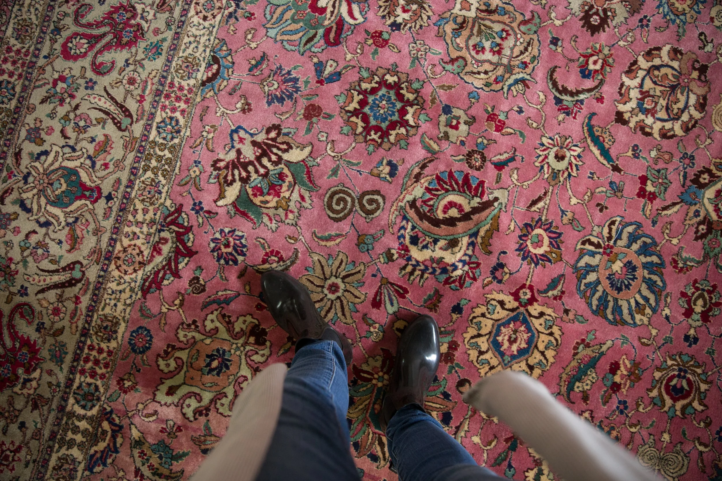 12x13.5 Vintage Tabriz Square Carpet - Image 2